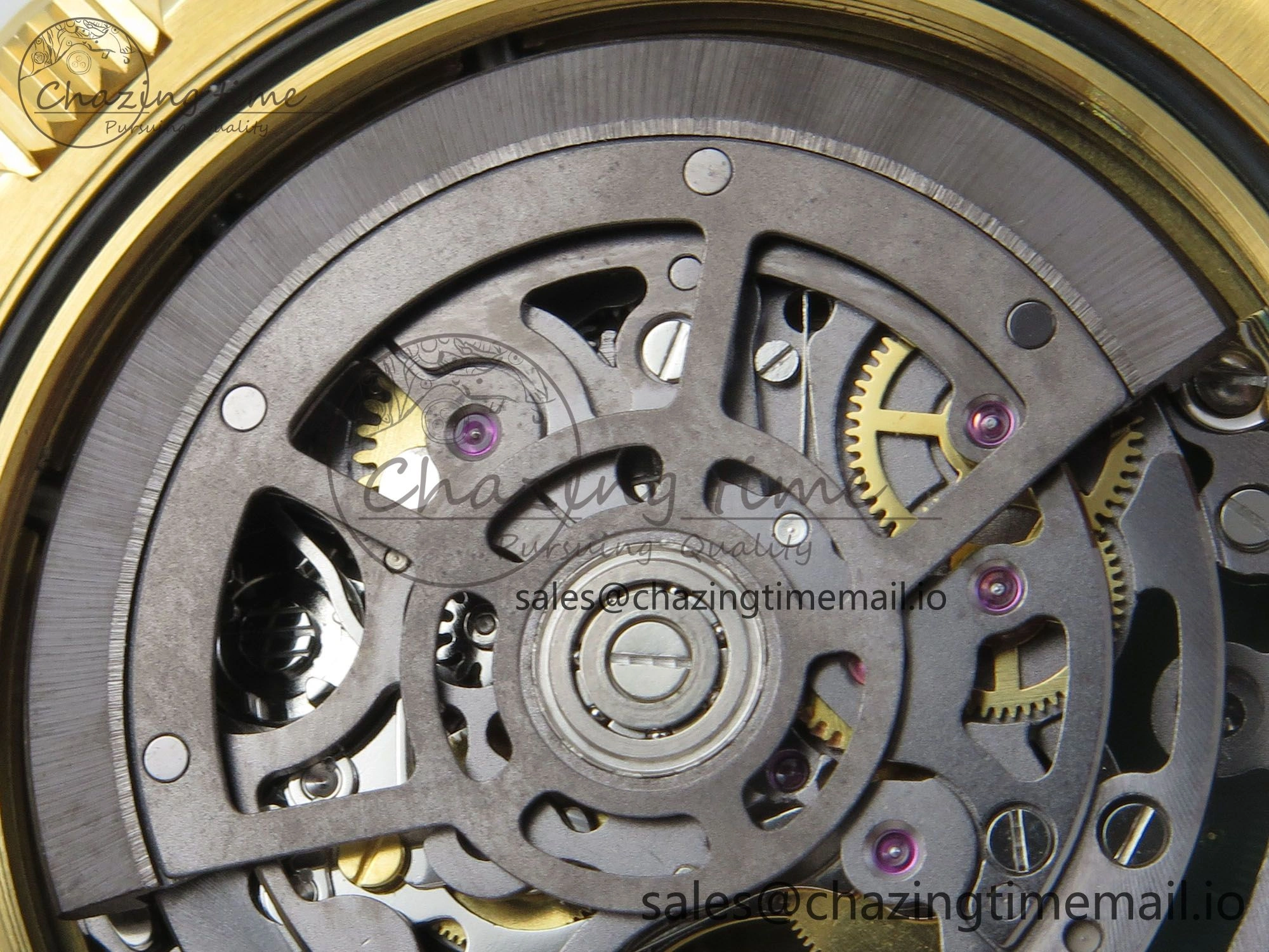 Custom Modded Daytona 40mm MPF Skeleton Dial Green Crystals Bezel on YG Bracelet SA Efficient 310