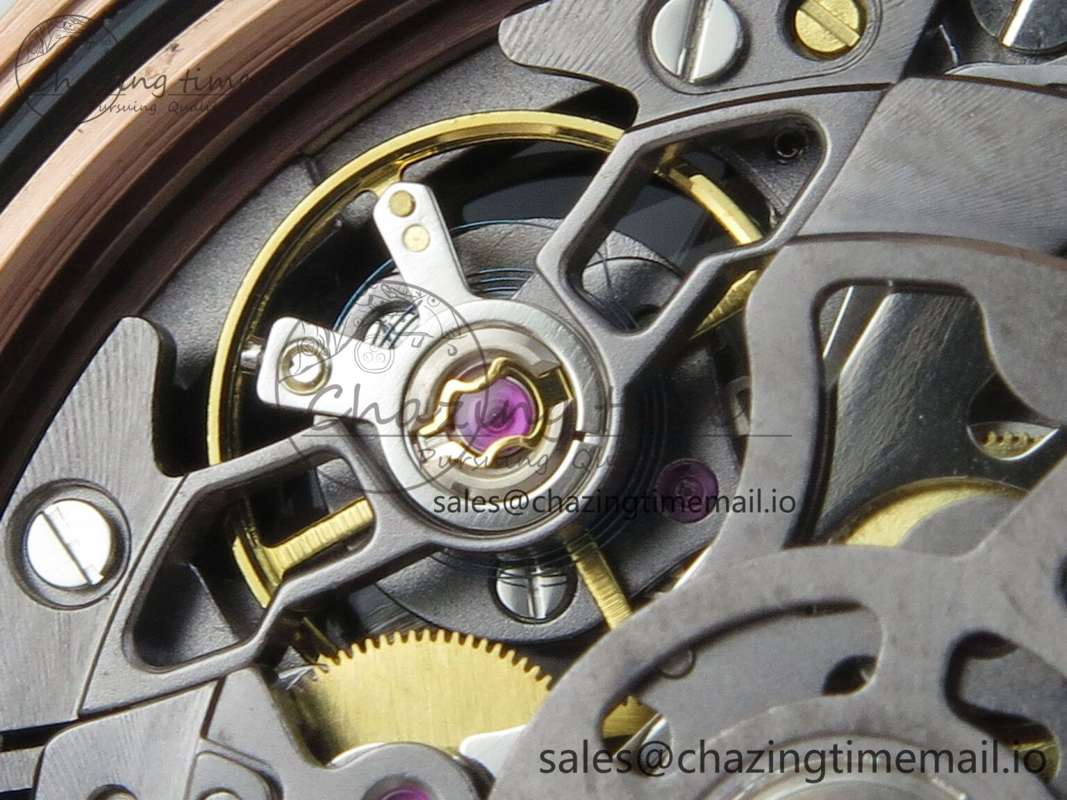 Supportive Custom Modded Daytona 40mm MPF Skeleton Dial Rainbow Crystals Bezel on RG Bracelet SA 311