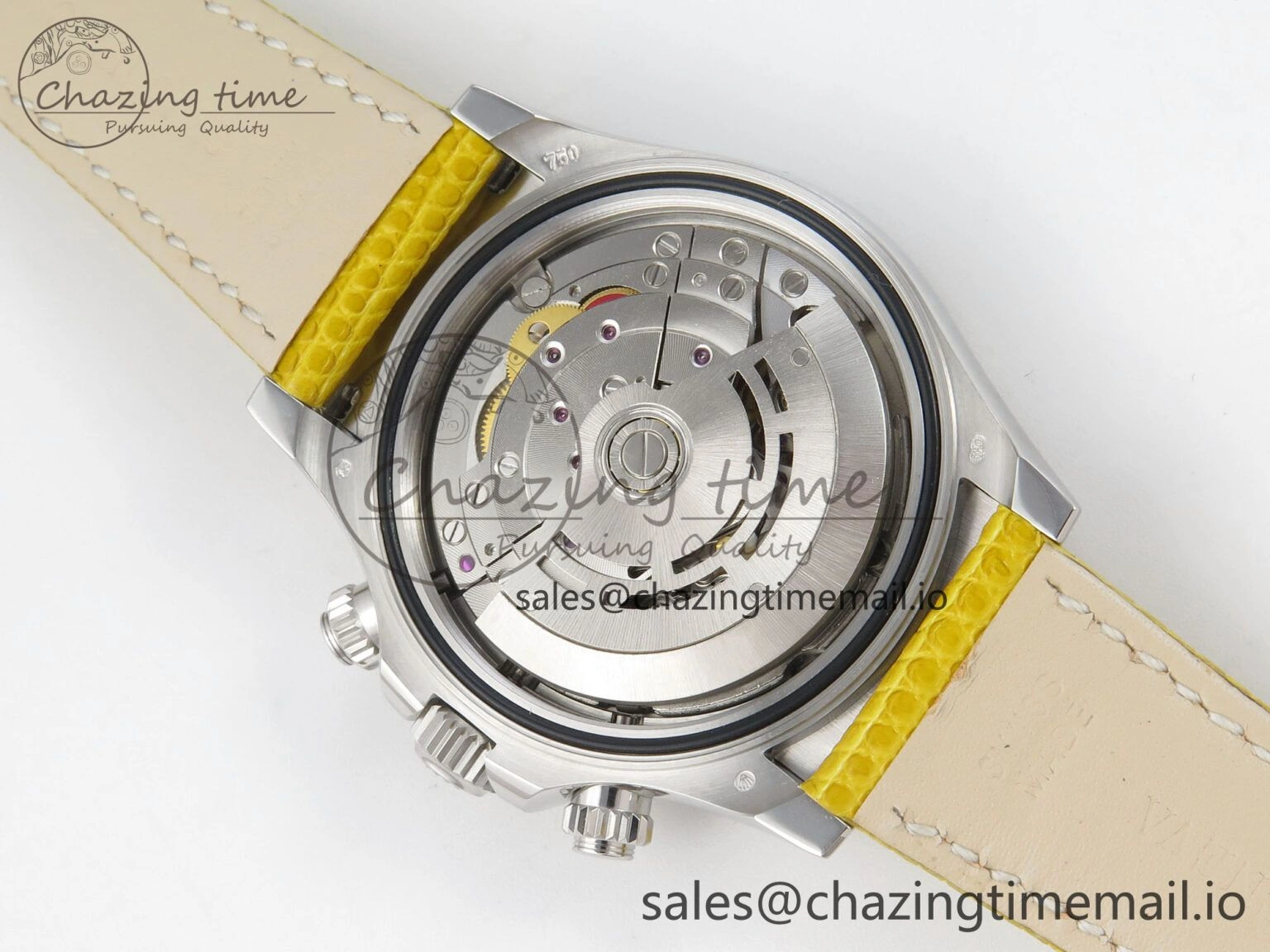 Custom Modded Daytona 40mm MPF Yellow Dial Diamonds Bezel on Yellow Leather Strap SA EasyMatch 321