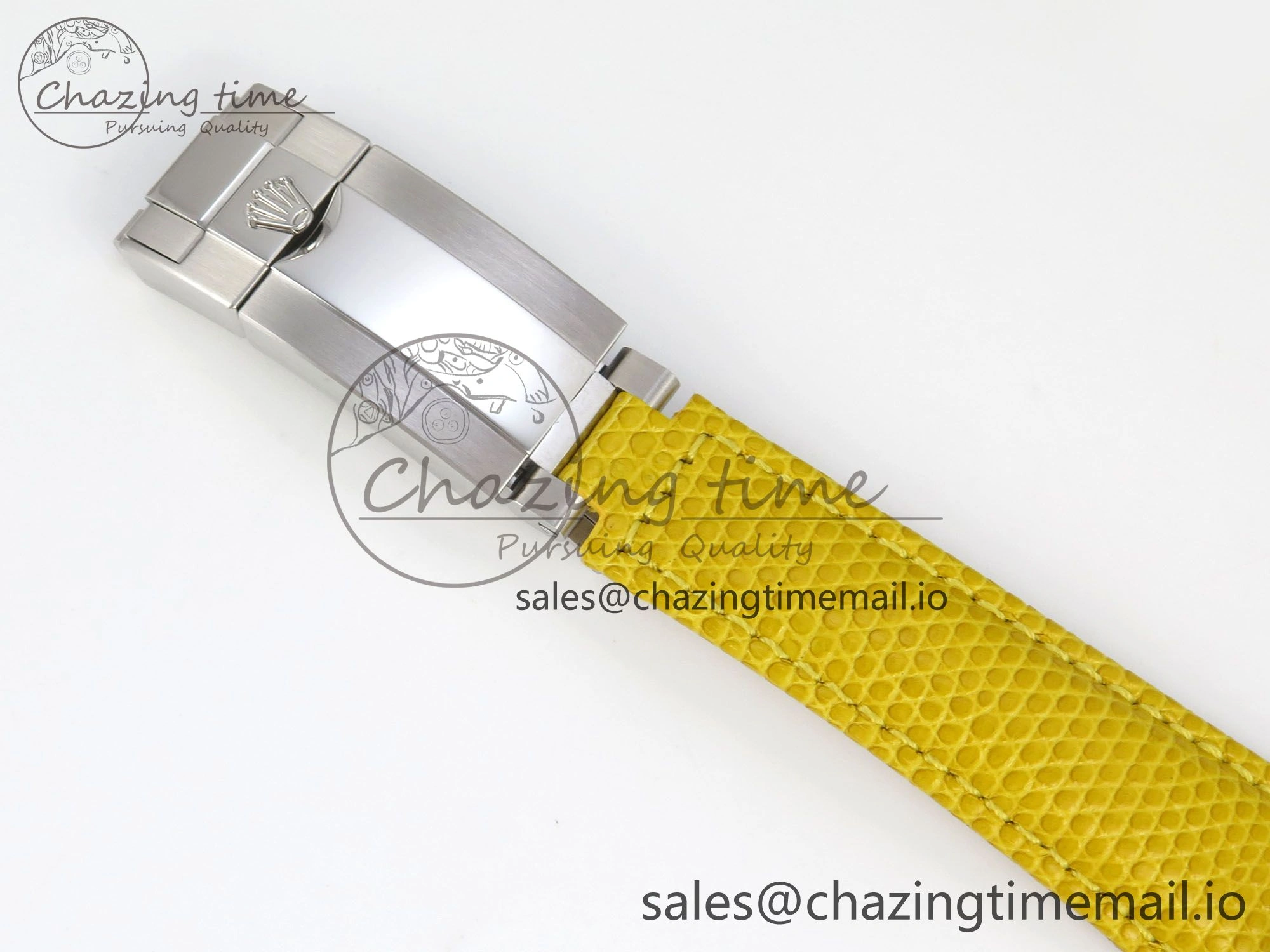 Custom Modded Daytona 40mm MPF Yellow Dial Diamonds Bezel on Yellow Leather Strap SA EasyMatch 321