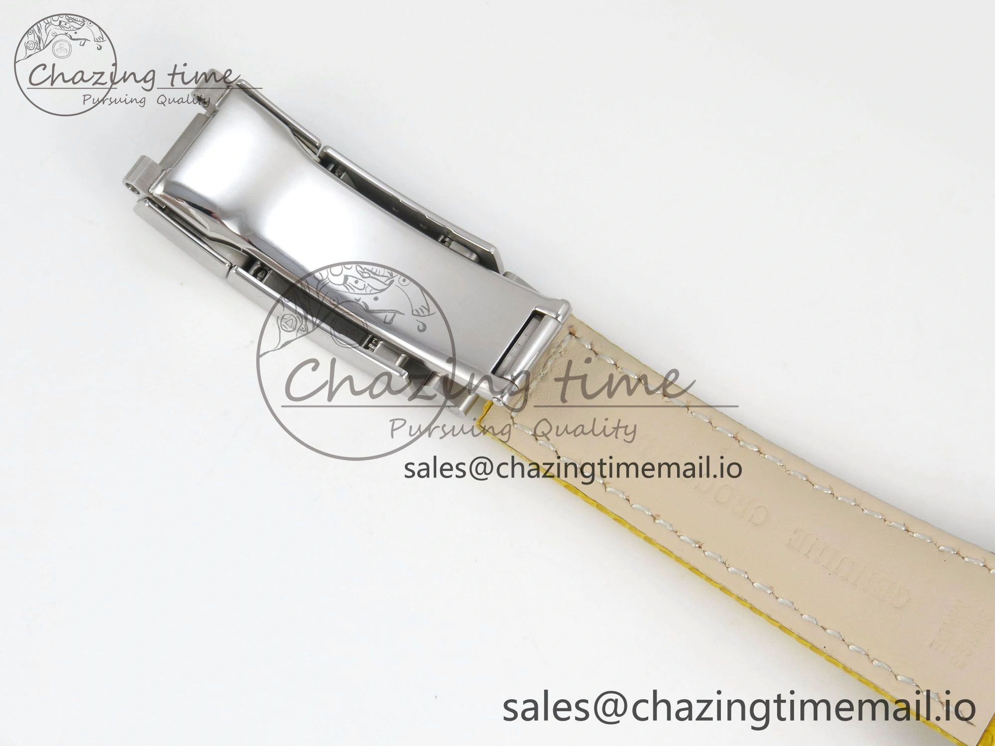 Custom Modded Daytona 40mm MPF Yellow Dial Diamonds Bezel on Yellow Leather Strap SA EasyMatch 321
