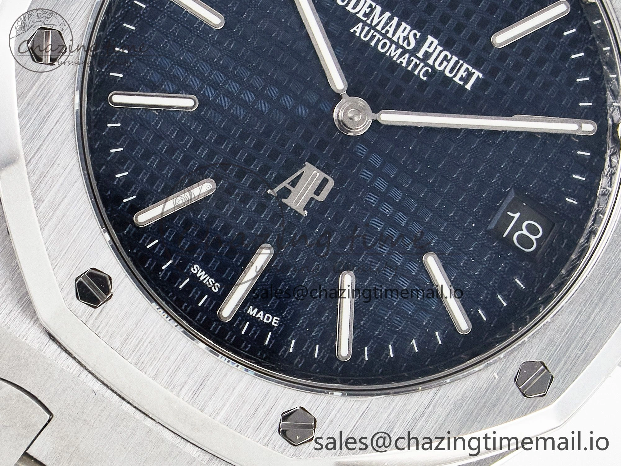 Custom Modded Royal Oak 39mm 15202 SS PPM Blue Textured Dial on SS Bracelet AP FashionForward 10843
