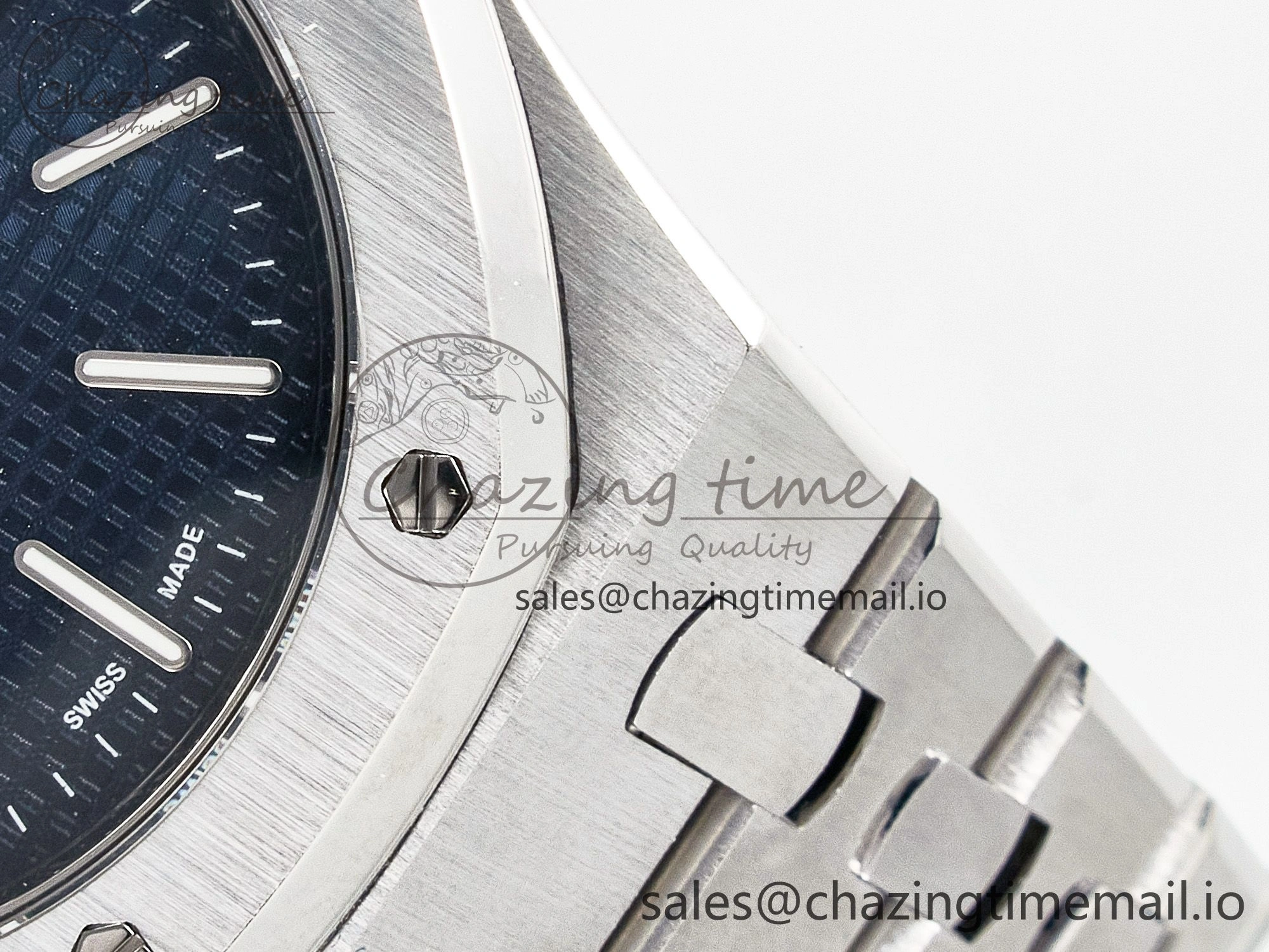 Custom Modded Royal Oak 39mm 15202 SS PPM Blue Textured Dial on SS Bracelet AP FashionForward 10843