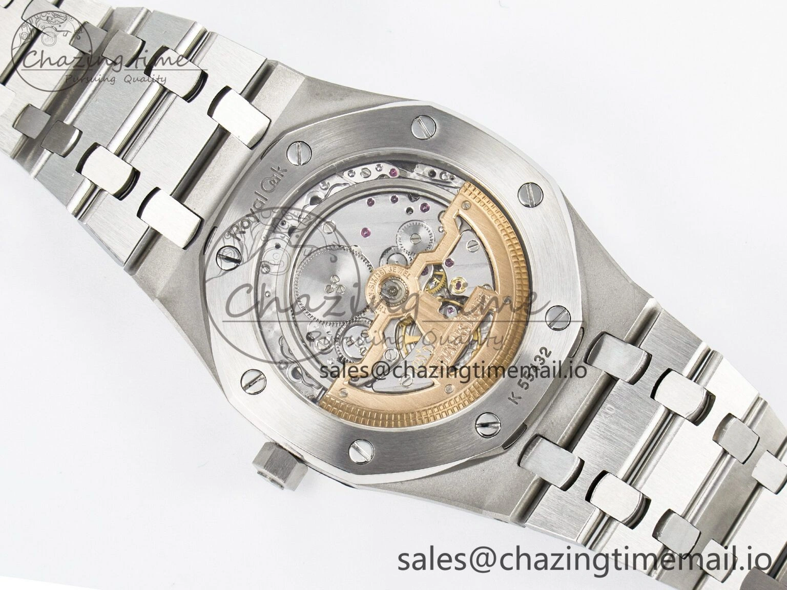Custom Modded Royal Oak 39mm 15202 SS PPM Blue Textured Dial on SS Bracelet AP FashionForward 10843