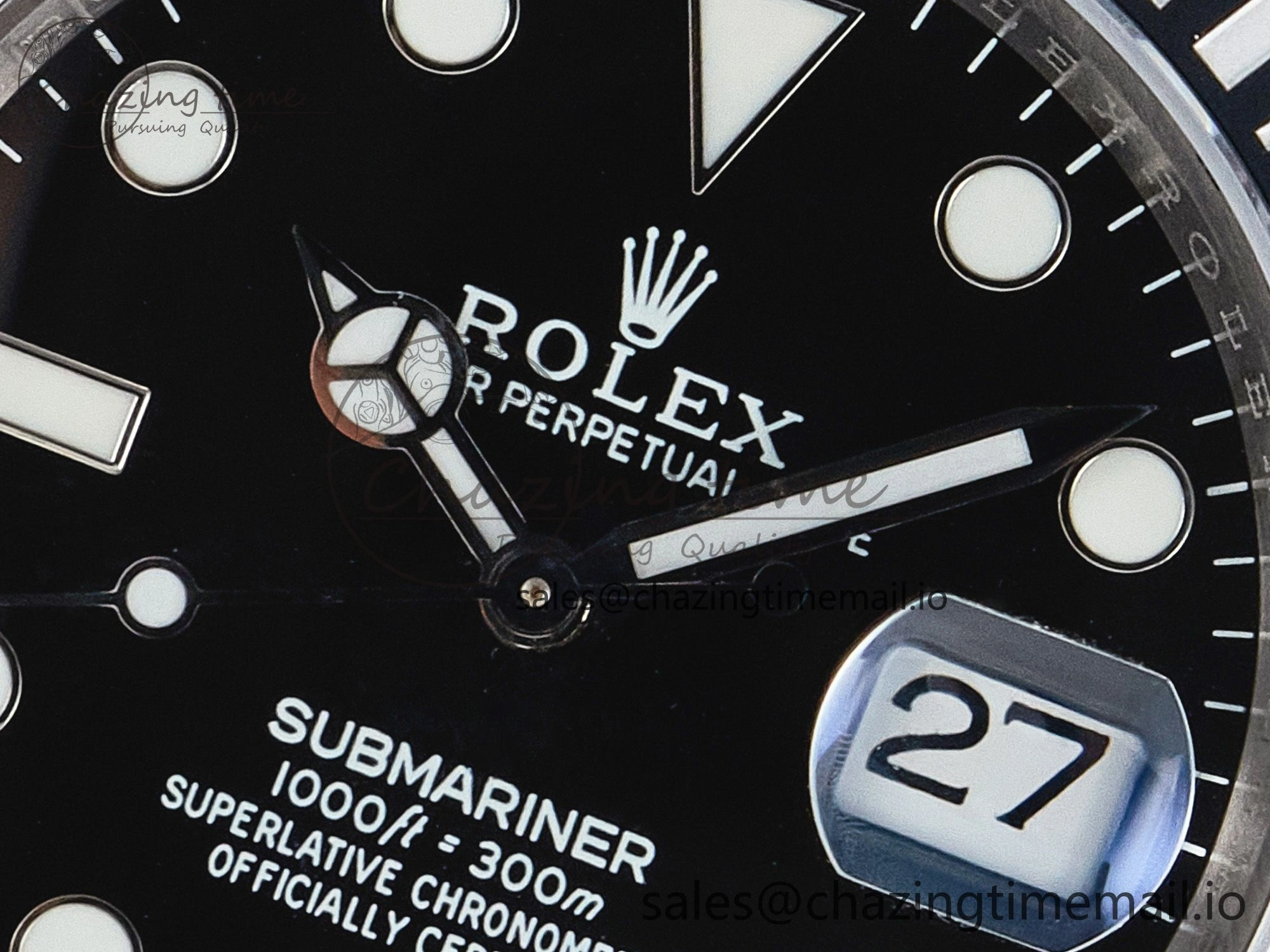 UrbanChic Custom Modded Submariner 40mm Black Ceramic Bezel on Black Rubber Strap 904L Steel MPF SH 10840