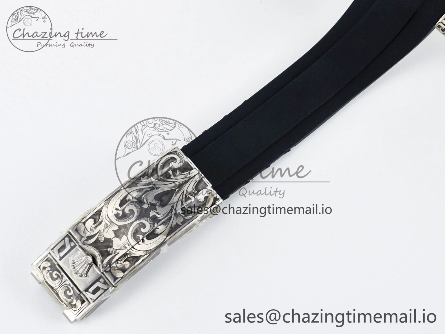 UrbanChic Custom Modded Submariner 40mm Black Ceramic Bezel on Black Rubber Strap 904L Steel MPF SH 10840