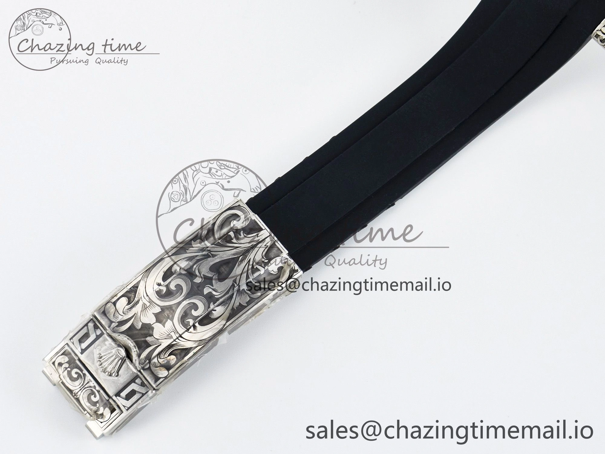 UrbanChic Custom Modded Submariner 40mm Black Ceramic Bezel on Black Rubber Strap 904L Steel MPF SH 10840