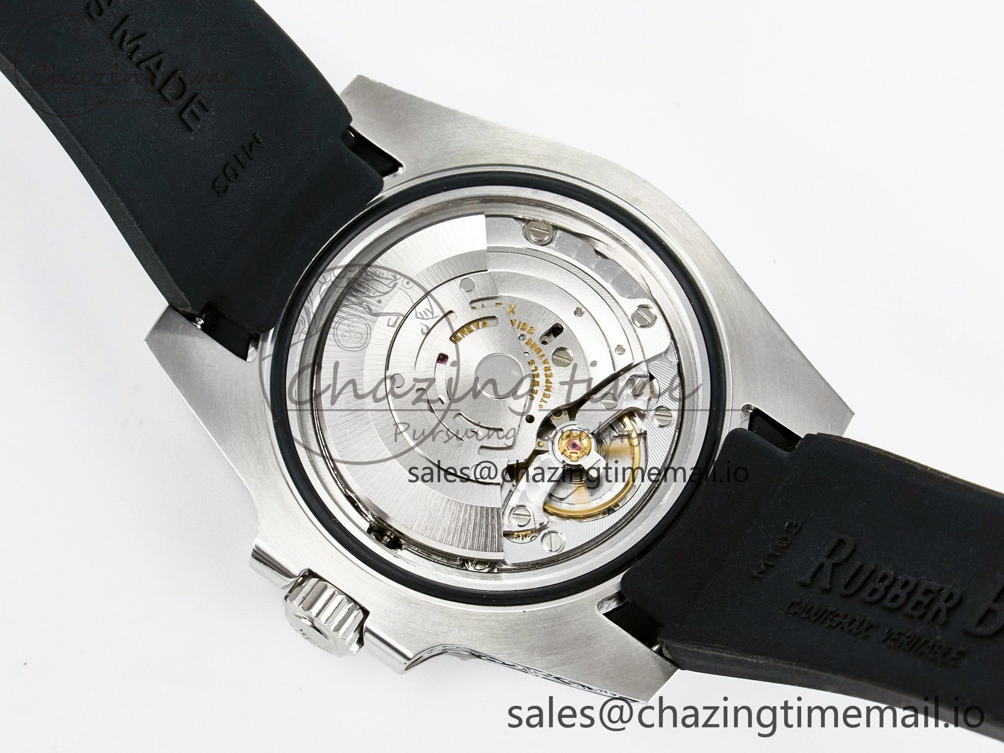 UrbanChic Custom Modded Submariner 40mm Black Ceramic Bezel on Black Rubber Strap 904L Steel MPF SH 10840