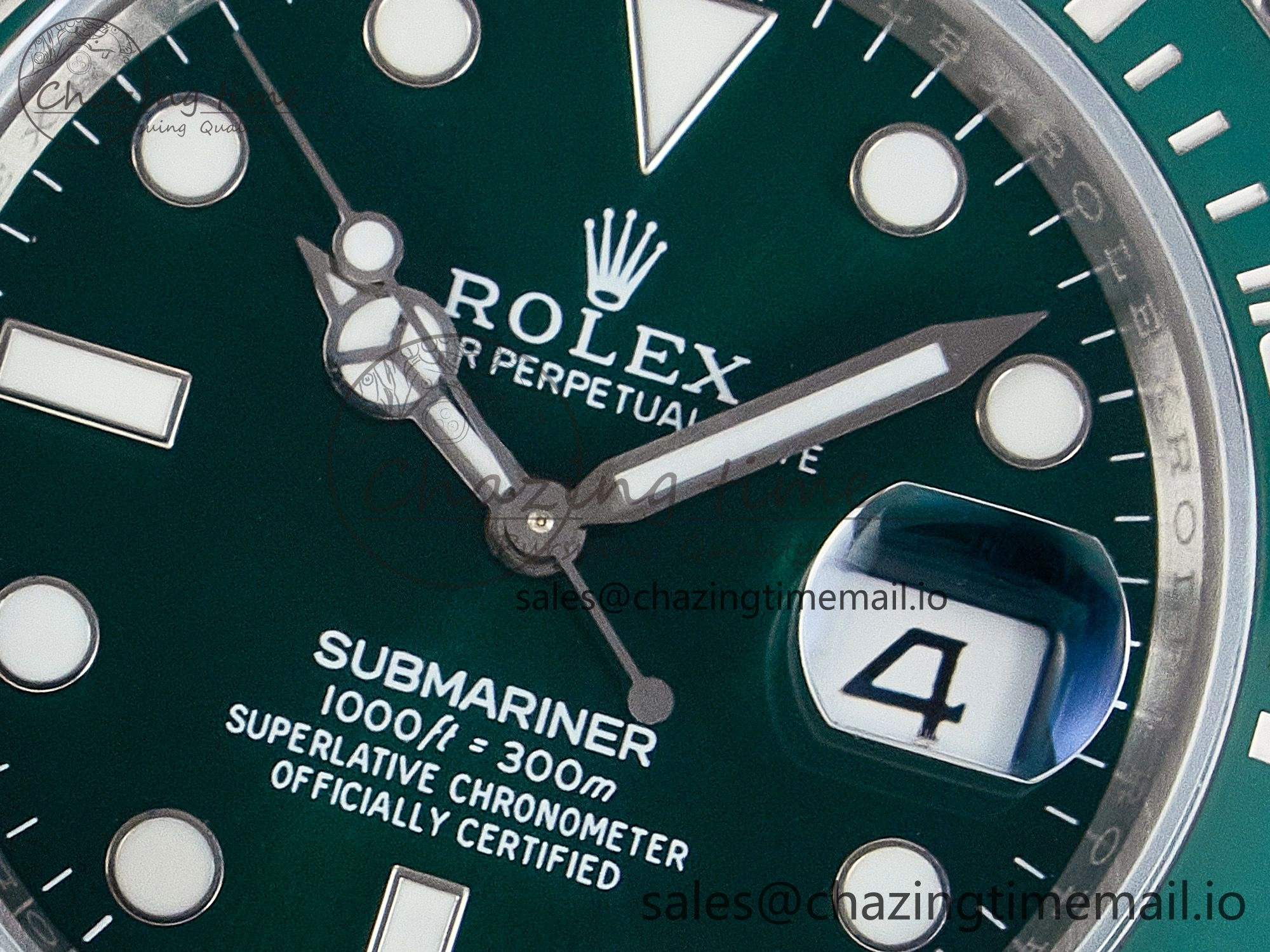 Custom Modded Submariner 40mm Green Ceramic Bezel on Green Rubber Strap 904L Steel MPF SH MultiPurpose 10839