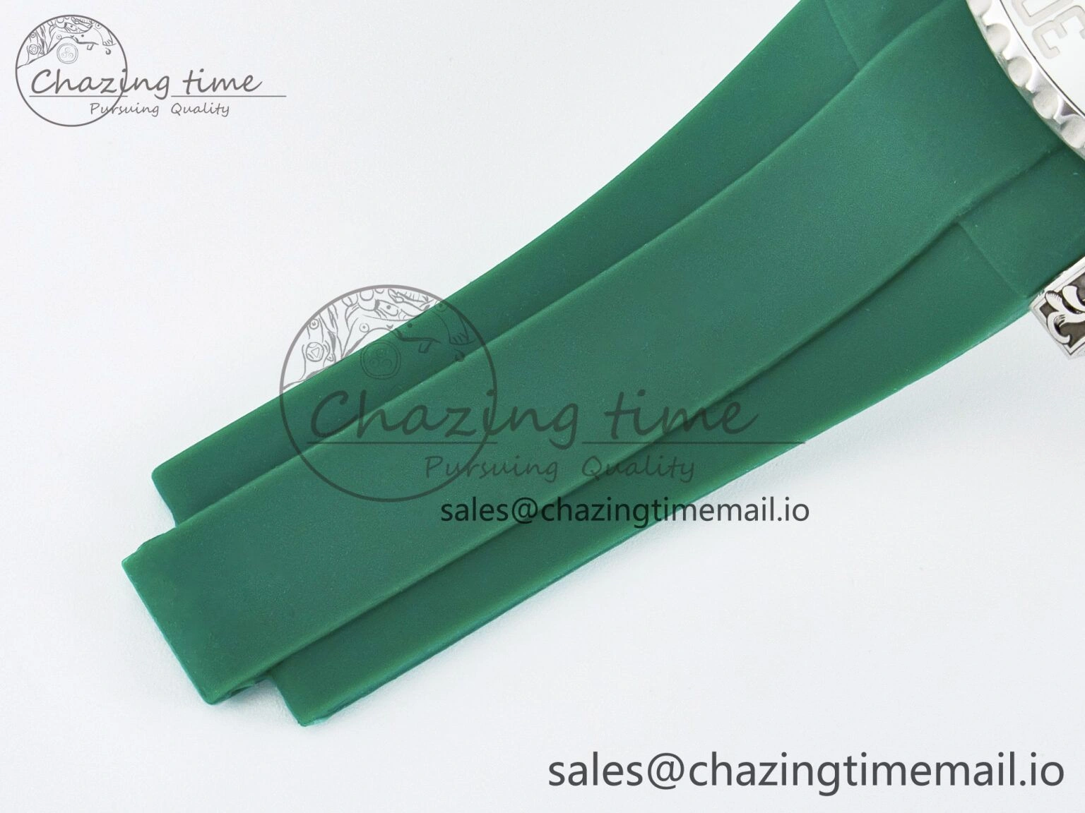 Custom Modded Submariner 40mm Green Ceramic Bezel on Green Rubber Strap 904L Steel MPF SH MultiPurpose 10839