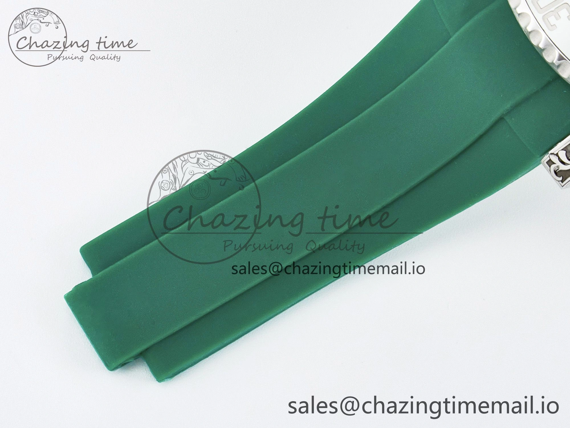 Custom Modded Submariner 40mm Green Ceramic Bezel on Green Rubber Strap 904L Steel MPF SH MultiPurpose 10839