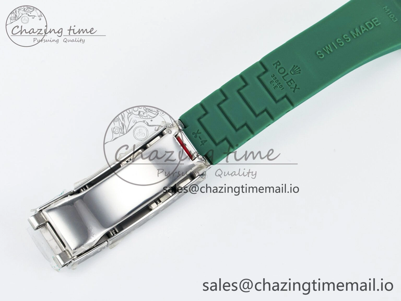 Custom Modded Submariner 40mm Green Ceramic Bezel on Green Rubber Strap 904L Steel MPF SH MultiPurpose 10839