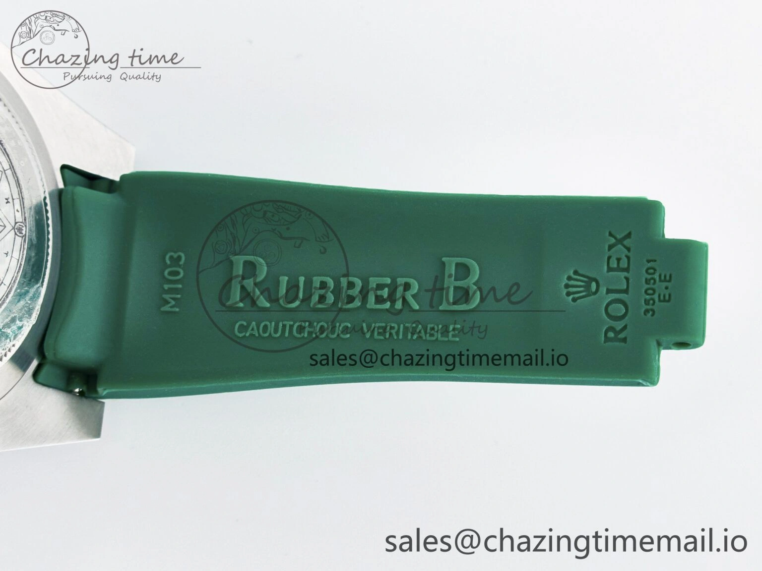Custom Modded Submariner 40mm Green Ceramic Bezel on Green Rubber Strap 904L Steel MPF SH MultiPurpose 10839