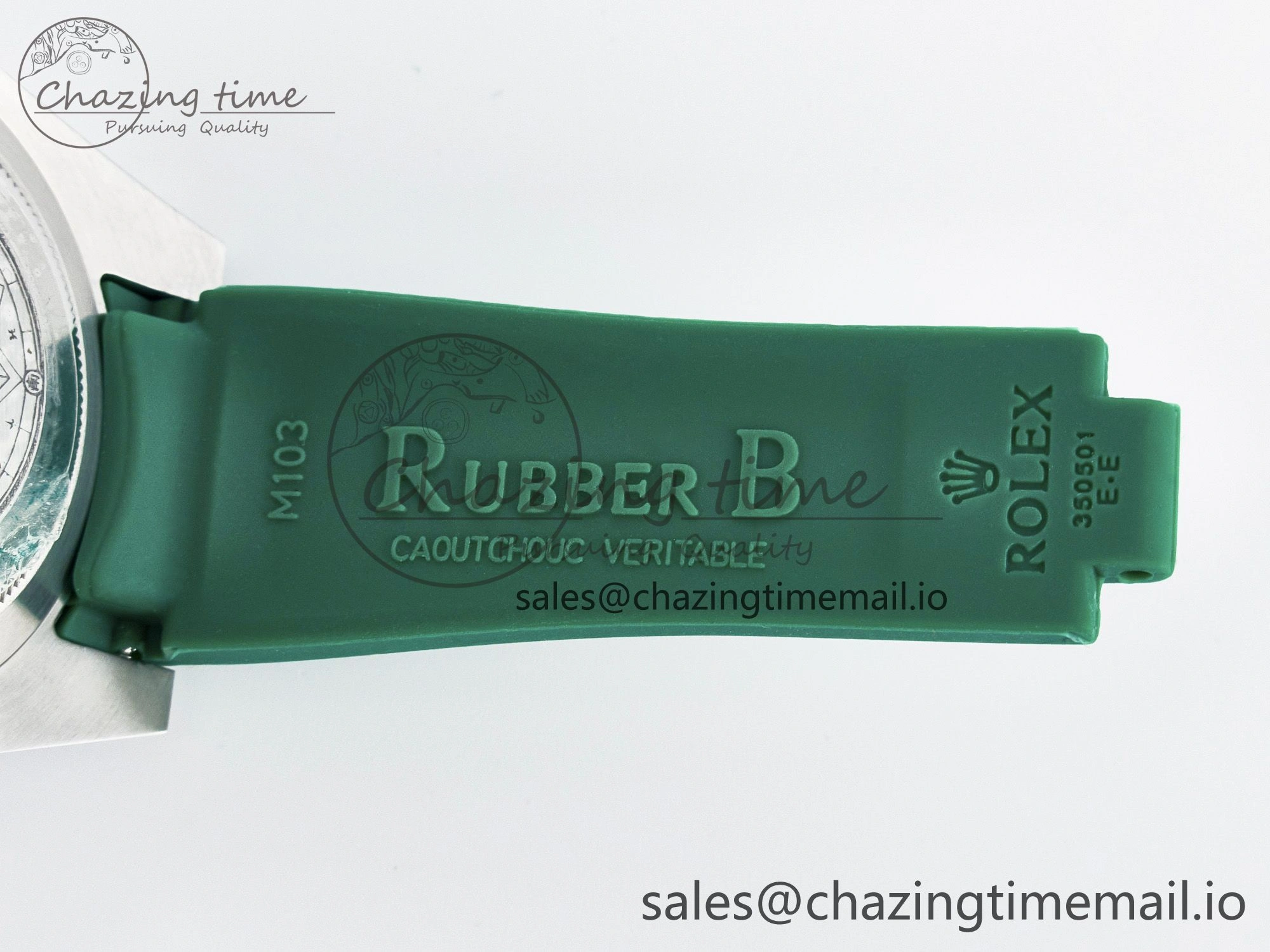 Custom Modded Submariner 40mm Green Ceramic Bezel on Green Rubber Strap 904L Steel MPF SH MultiPurpose 10839