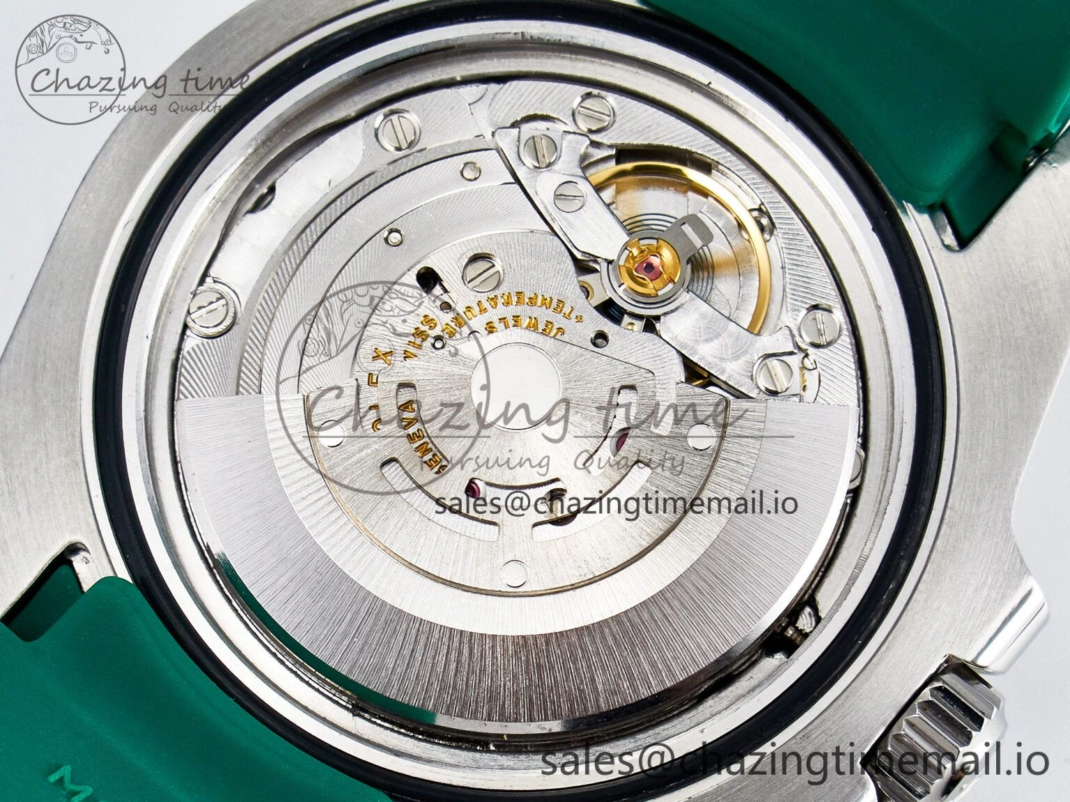 Custom Modded Submariner 40mm Green Ceramic Bezel on Green Rubber Strap 904L Steel MPF SH MultiPurpose 10839