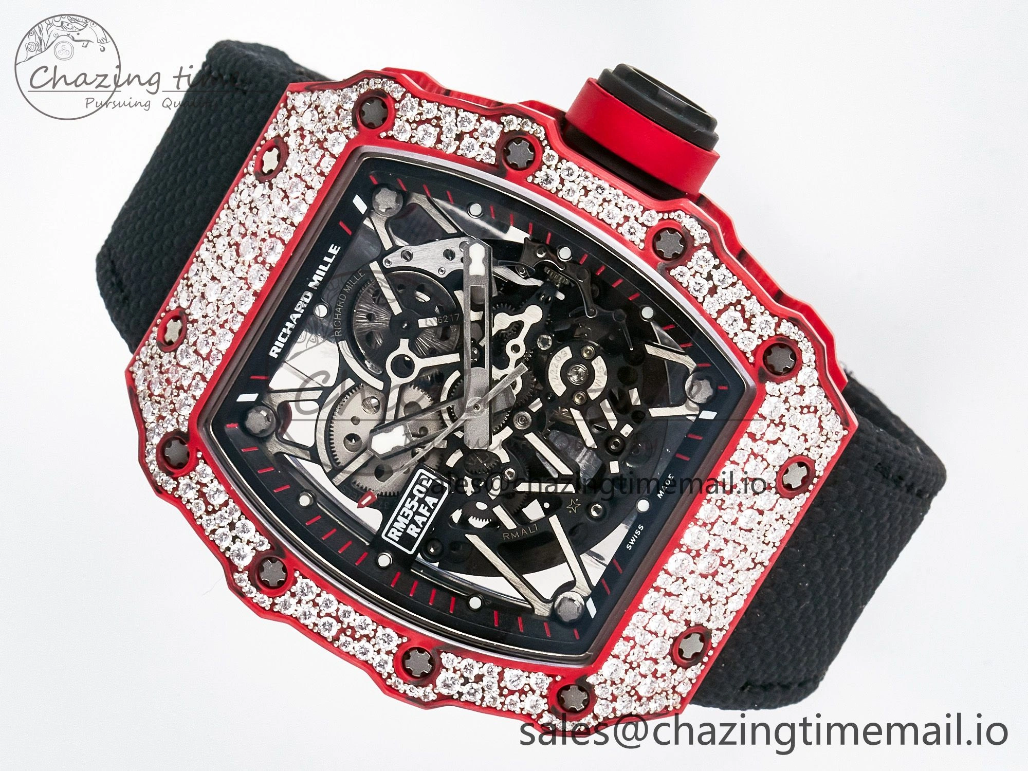 Custom RM035-02 Red NTPT PPMF 1:1 Best Edition Red Crown on Nylon Strap Custom Vaucher Movement Casual 10822