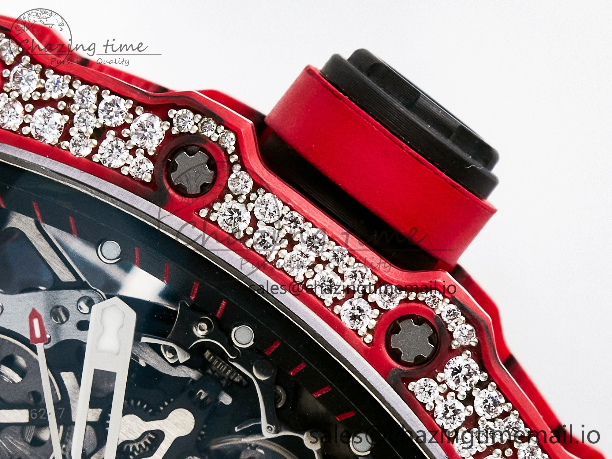 Custom RM035-02 Red NTPT PPMF 1:1 Best Edition Red Crown on Nylon Strap Custom Vaucher Movement Casual 10822