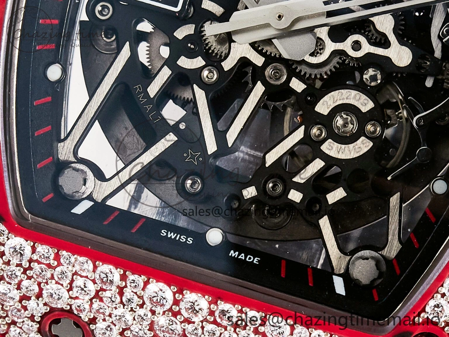 Custom RM035-02 Red NTPT PPMF 1:1 Best Edition Red Crown on Nylon Strap Custom Vaucher Movement Casual 10822