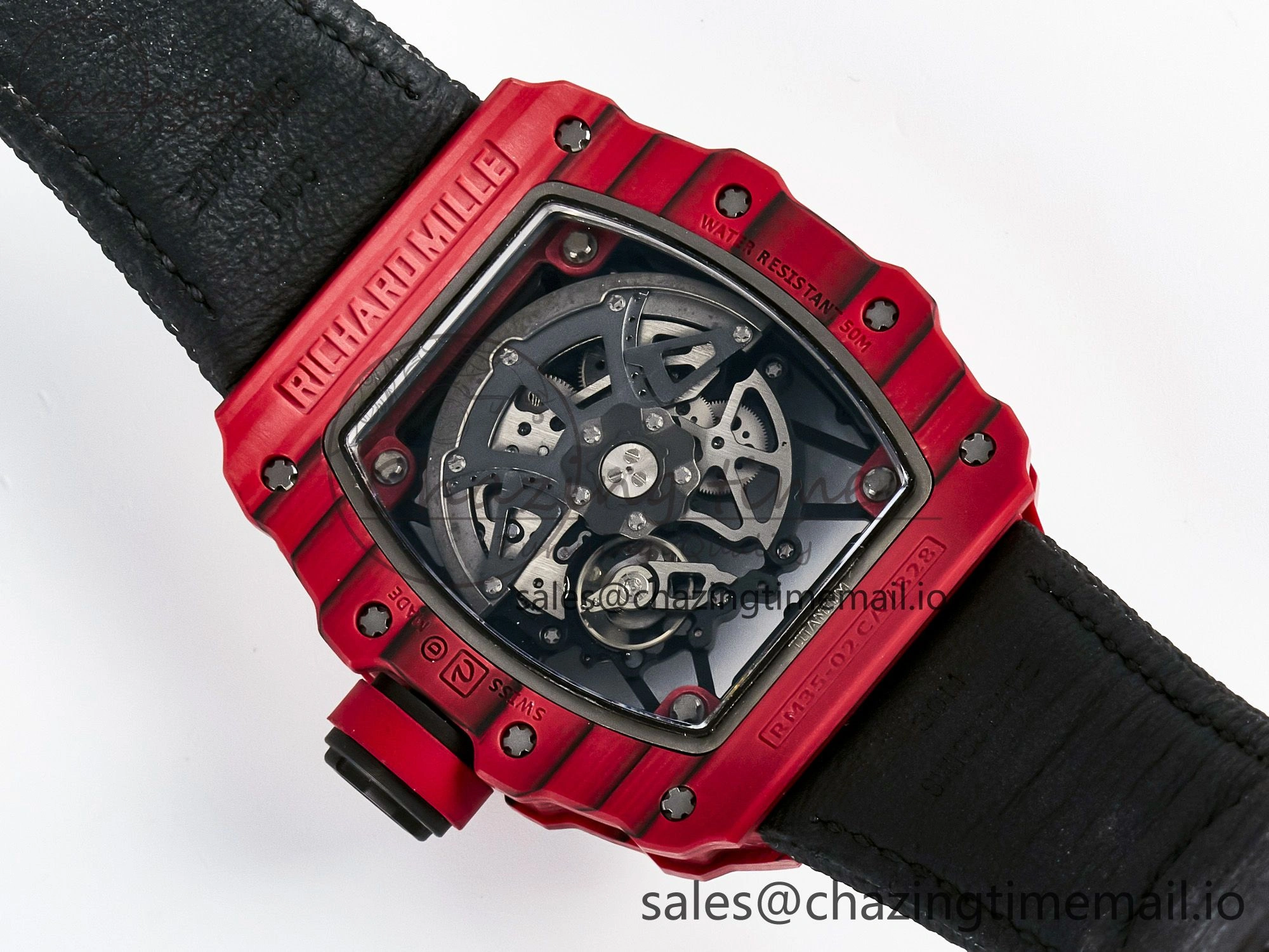 Custom RM035-02 Red NTPT PPMF 1:1 Best Edition Red Crown on Nylon Strap Custom Vaucher Movement Casual 10822