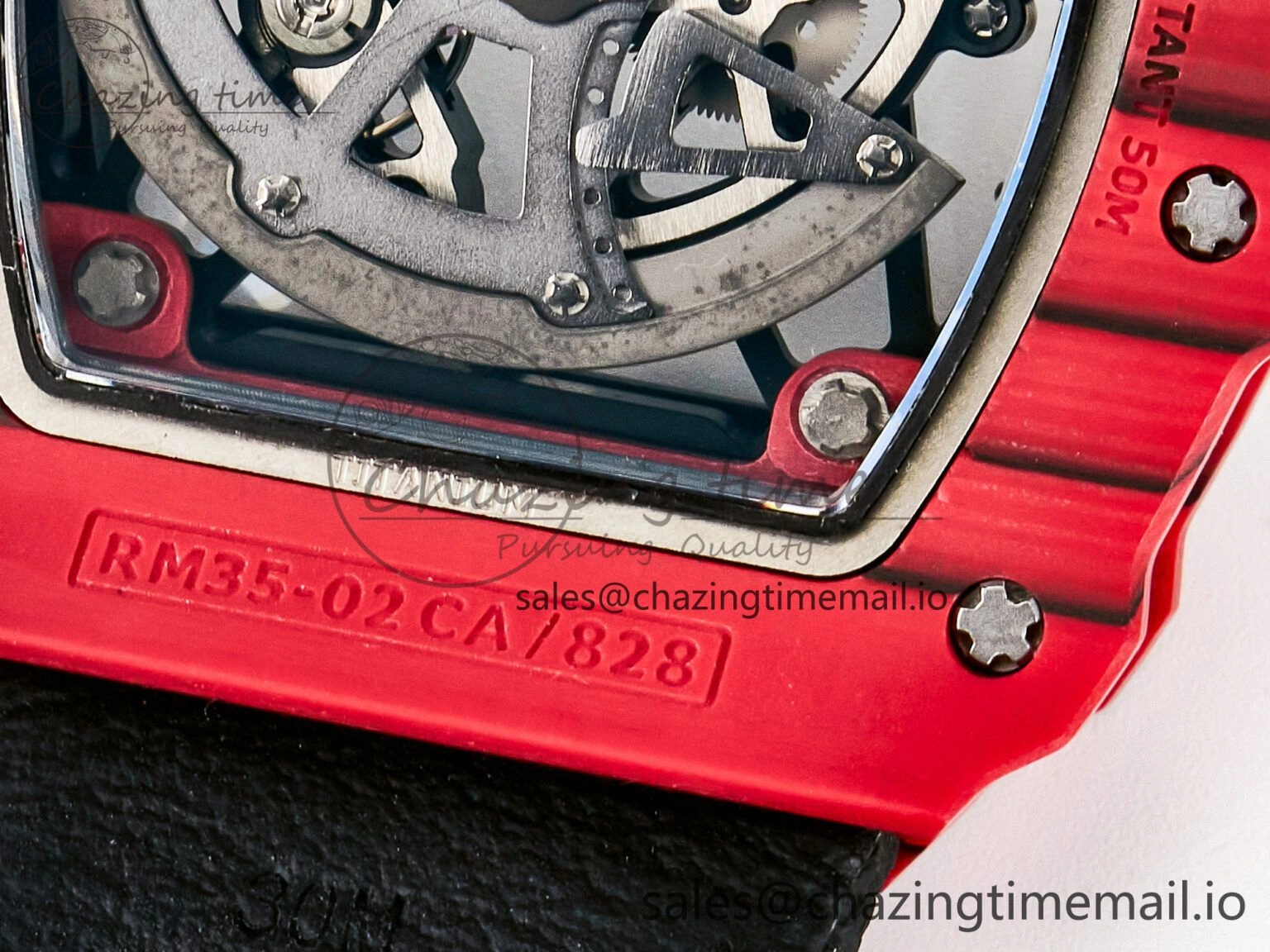 Custom RM035-02 Red NTPT PPMF 1:1 Best Edition Red Crown on Nylon Strap Custom Vaucher Movement Casual 10822