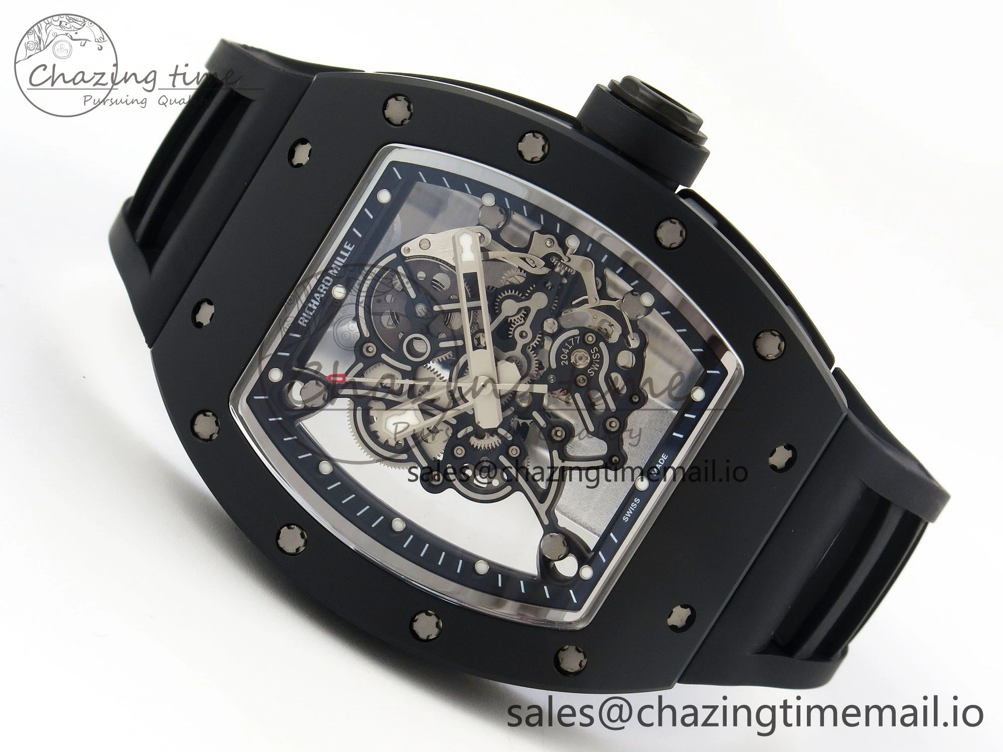 FastDry Custom RM055 Black Ceramic ZGF Best Edition Black Inner Bezel on Black Rubber Strap Vaucher Manufacture Fleurier Movement (Free Sprung) 10802