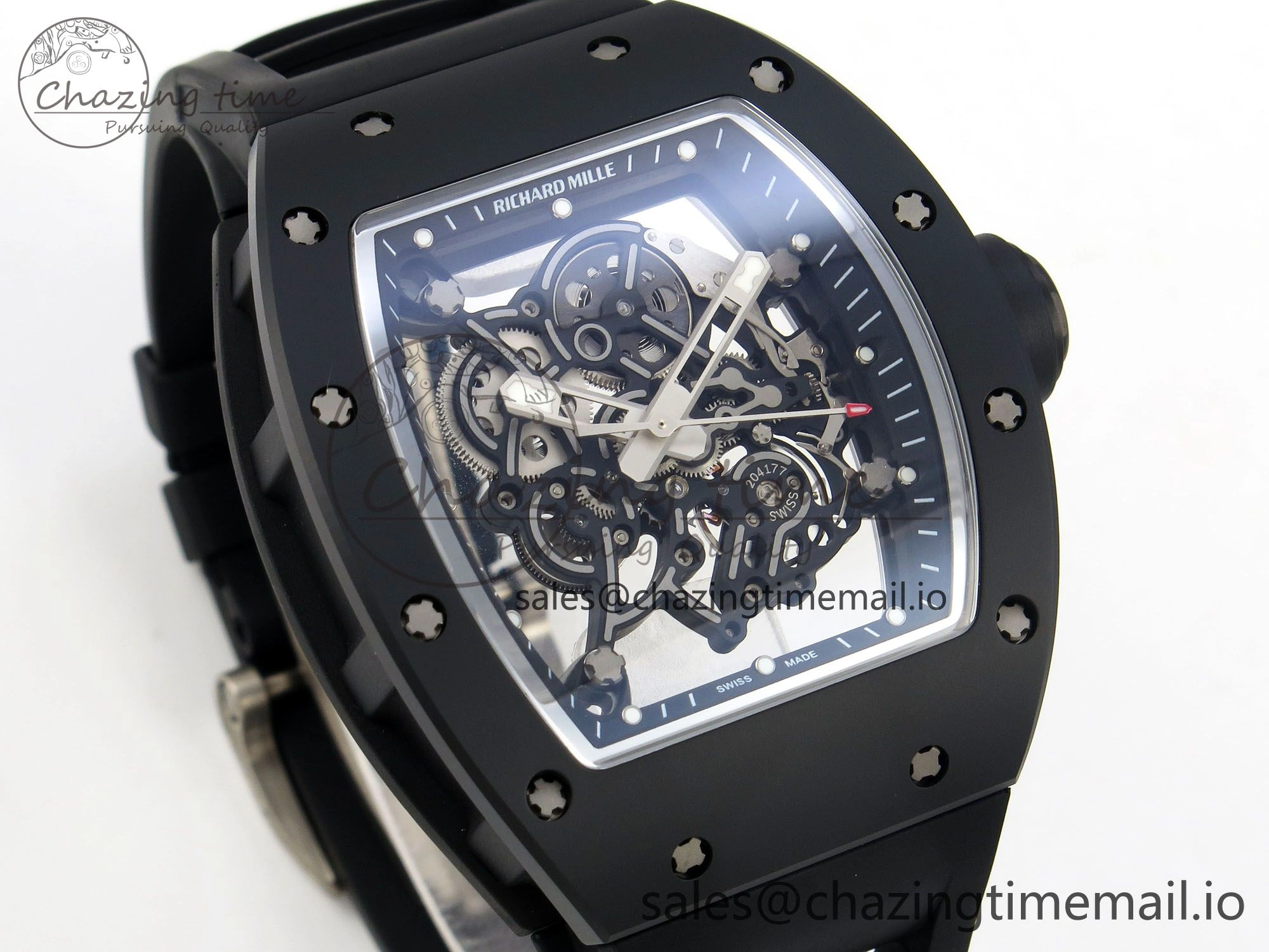 FastDry Custom RM055 Black Ceramic ZGF Best Edition Black Inner Bezel on Black Rubber Strap Vaucher Manufacture Fleurier Movement (Free Sprung) 10802