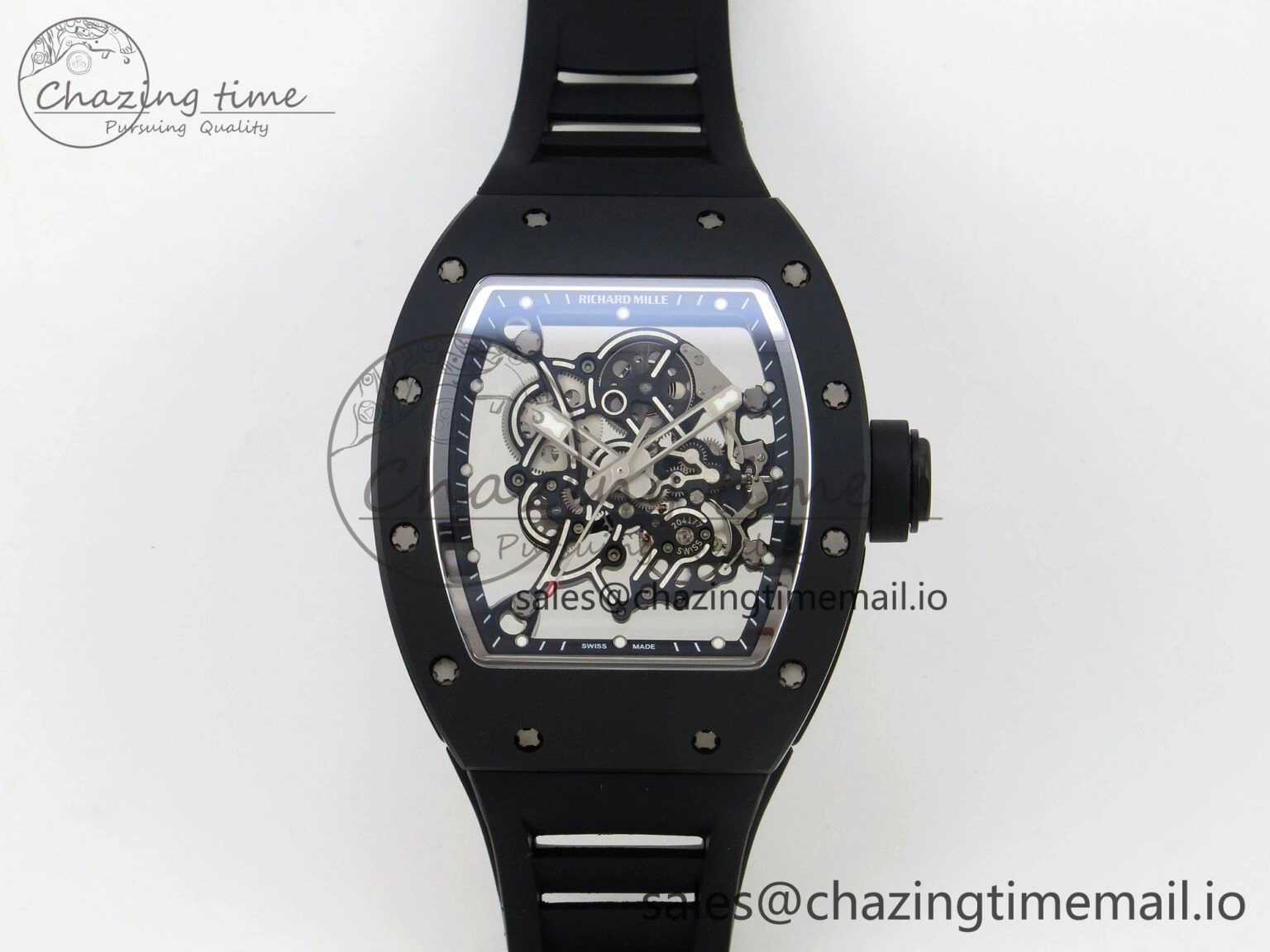 FastDry Custom RM055 Black Ceramic ZGF Best Edition Black Inner Bezel on Black Rubber Strap Vaucher Manufacture Fleurier Movement (Free Sprung) 10802