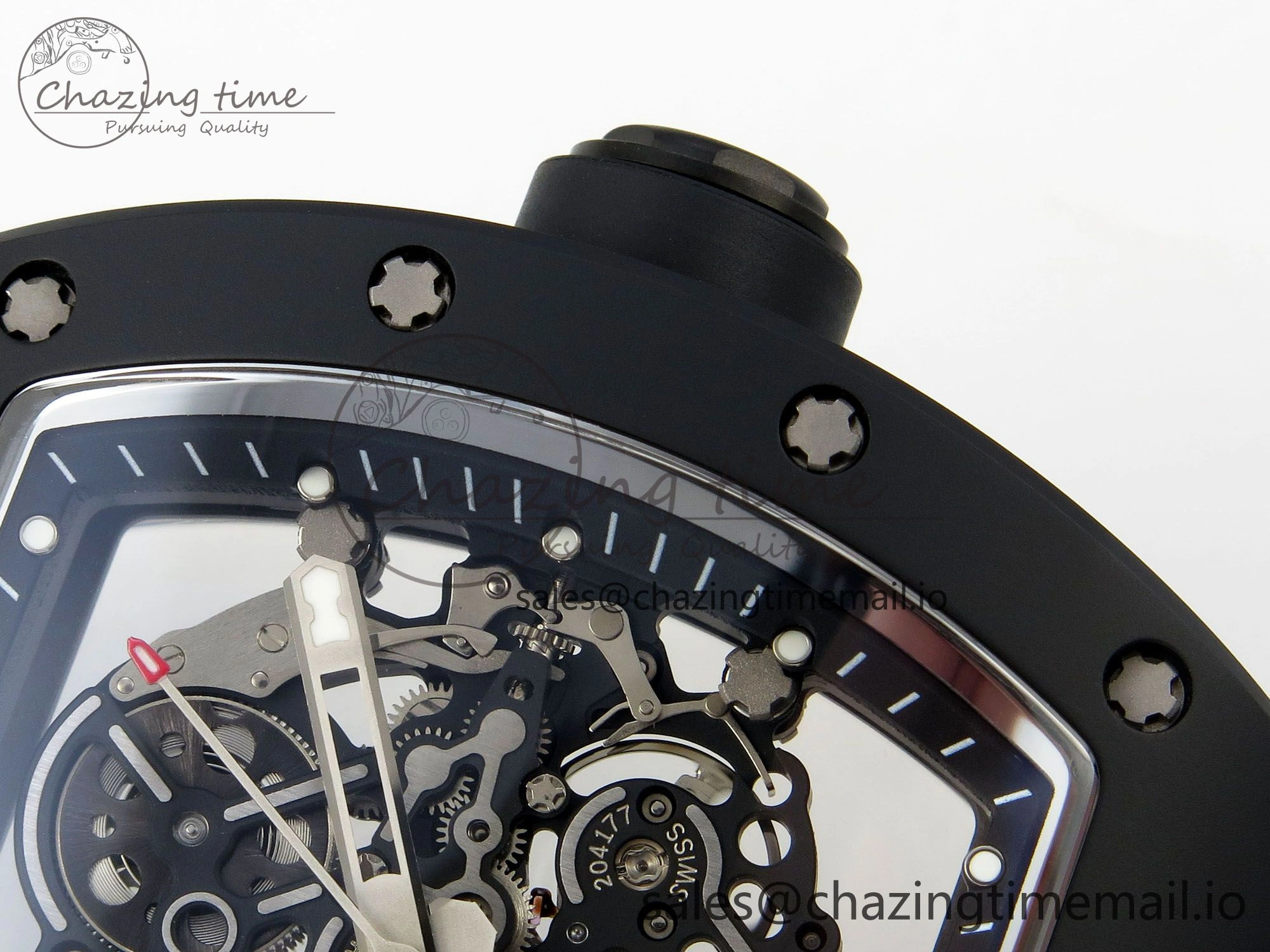 FastDry Custom RM055 Black Ceramic ZGF Best Edition Black Inner Bezel on Black Rubber Strap Vaucher Manufacture Fleurier Movement (Free Sprung) 10802