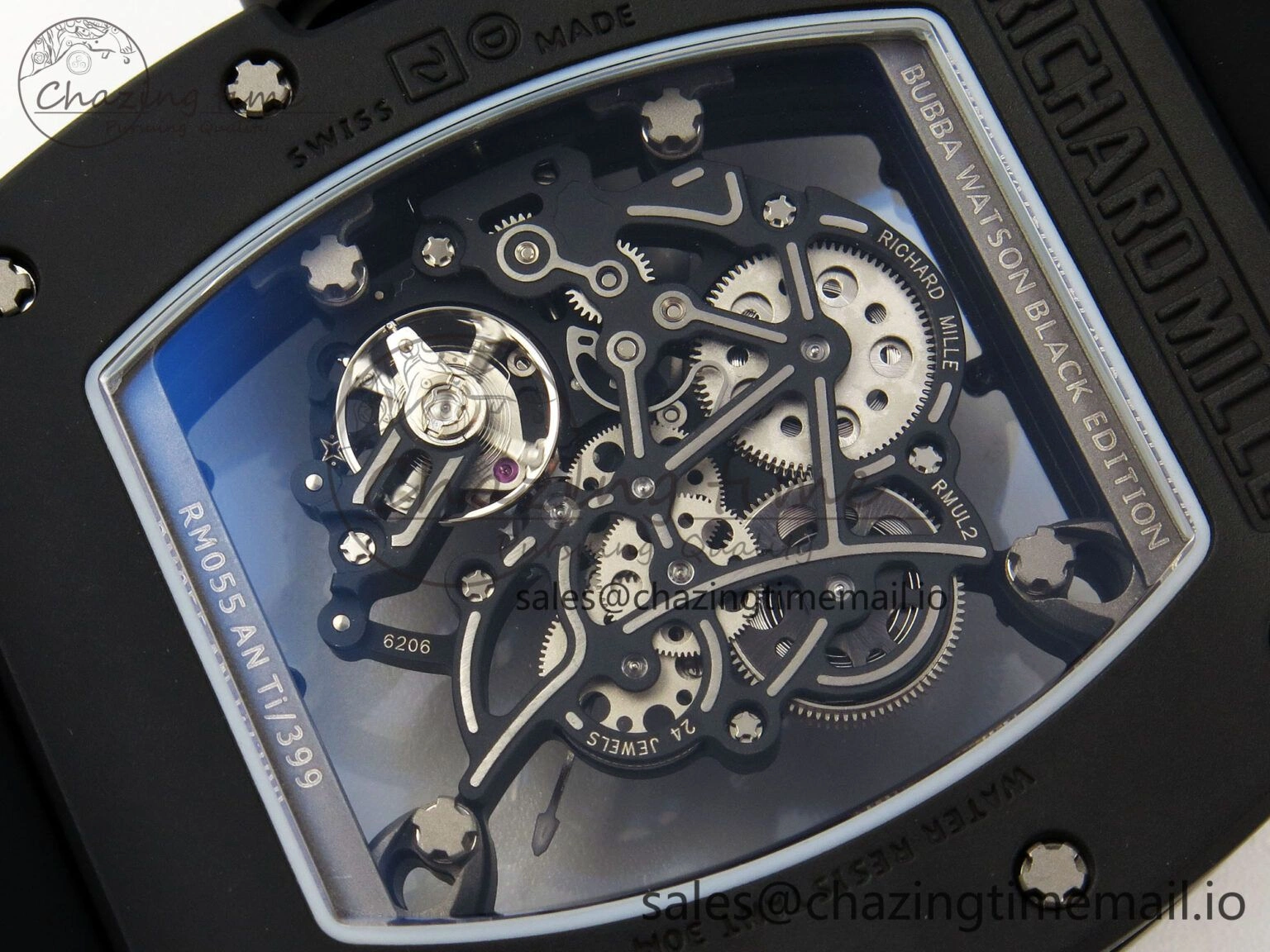 FastDry Custom RM055 Black Ceramic ZGF Best Edition Black Inner Bezel on Black Rubber Strap Vaucher Manufacture Fleurier Movement (Free Sprung) 10802