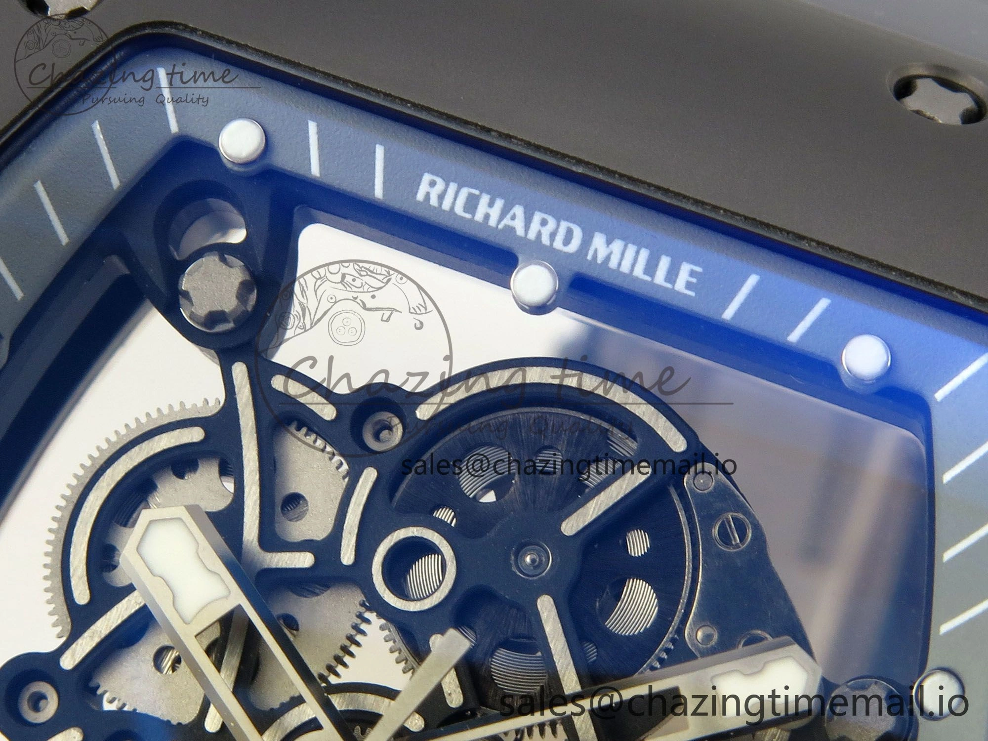 Custom RM055 Black Ceramic ZGF Best Edition Gray Inner Bezel on Gray Rubber Strap Vaucher Manufacture Fleurier Movement (Free Sprung) Seasonal 10799