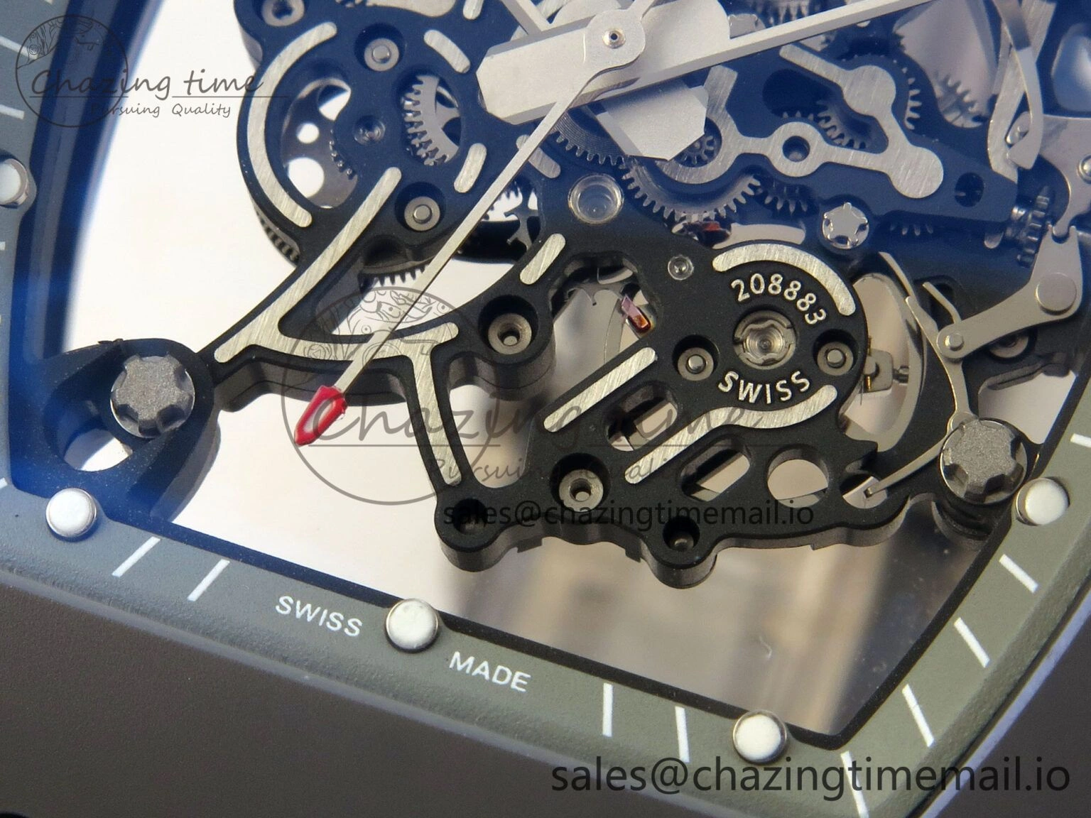 Custom RM055 Black Ceramic ZGF Best Edition Gray Inner Bezel on Gray Rubber Strap Vaucher Manufacture Fleurier Movement (Free Sprung) Seasonal 10799