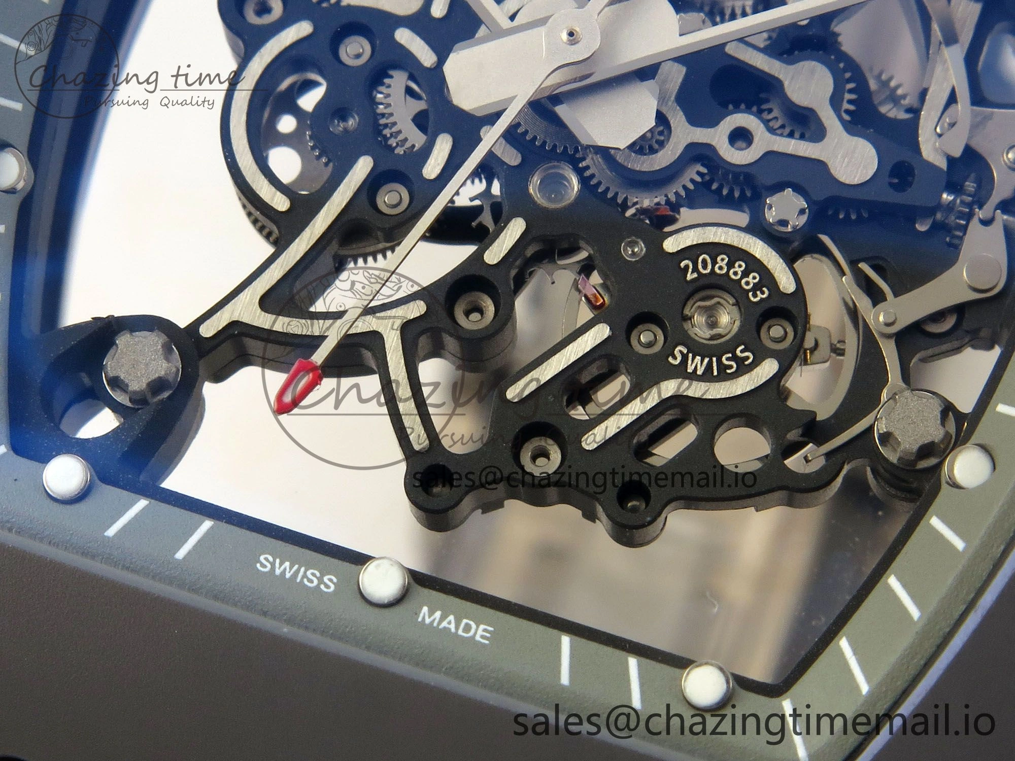 Custom RM055 Black Ceramic ZGF Best Edition Gray Inner Bezel on Gray Rubber Strap Vaucher Manufacture Fleurier Movement (Free Sprung) Seasonal 10799