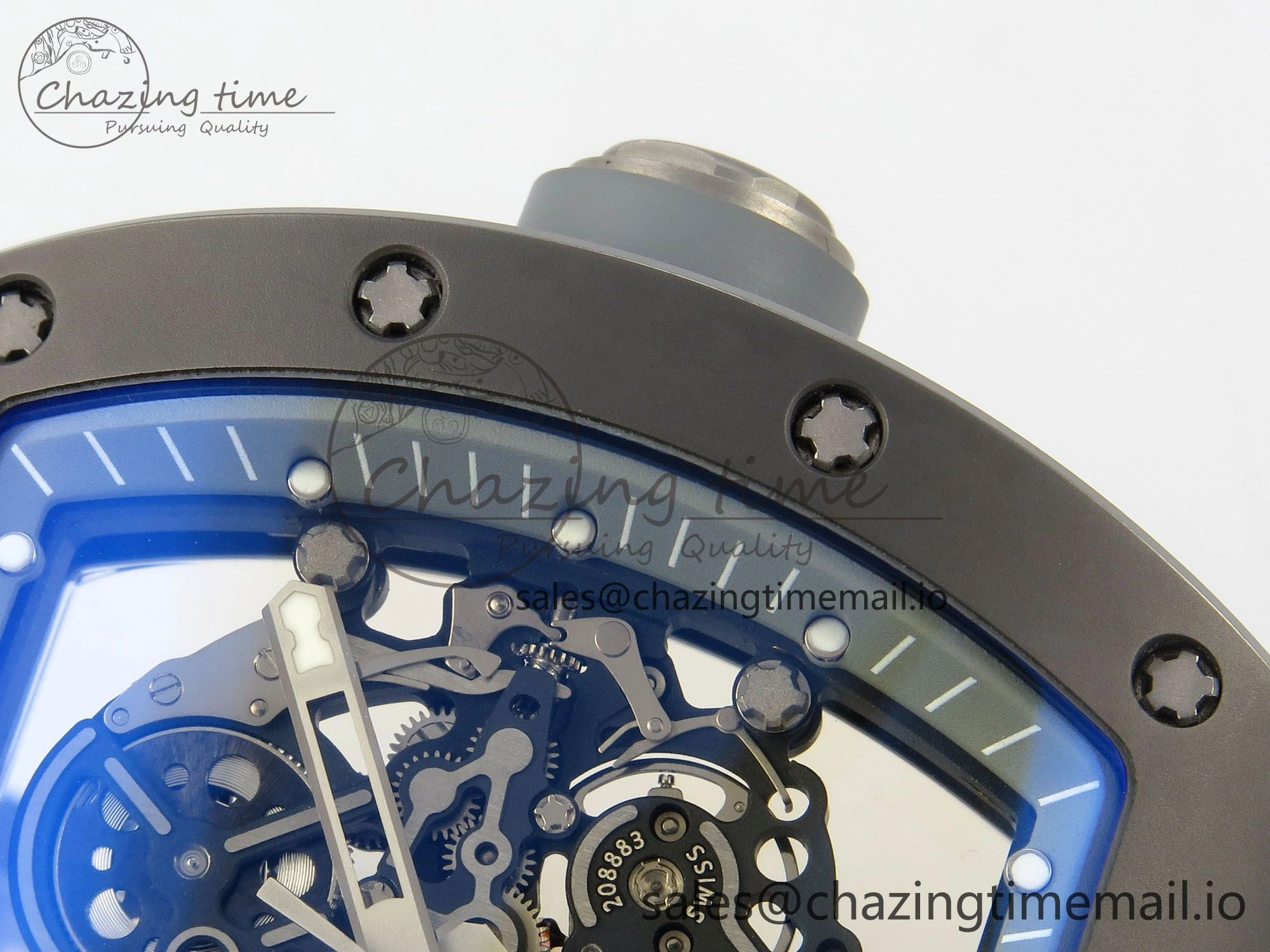 Custom RM055 Black Ceramic ZGF Best Edition Gray Inner Bezel on Gray Rubber Strap Vaucher Manufacture Fleurier Movement (Free Sprung) Seasonal 10799