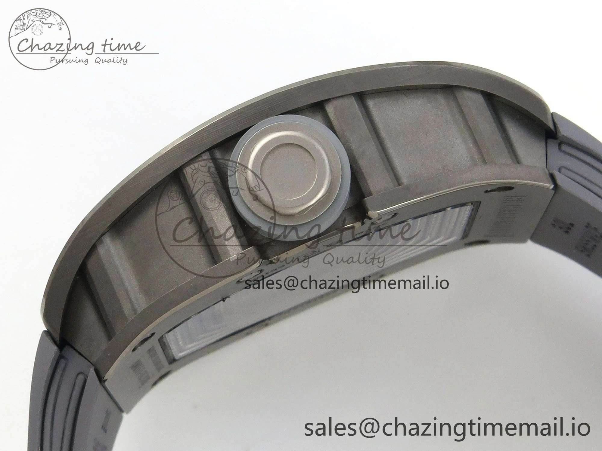 Custom RM055 Black Ceramic ZGF Best Edition Gray Inner Bezel on Gray Rubber Strap Vaucher Manufacture Fleurier Movement (Free Sprung) Seasonal 10799