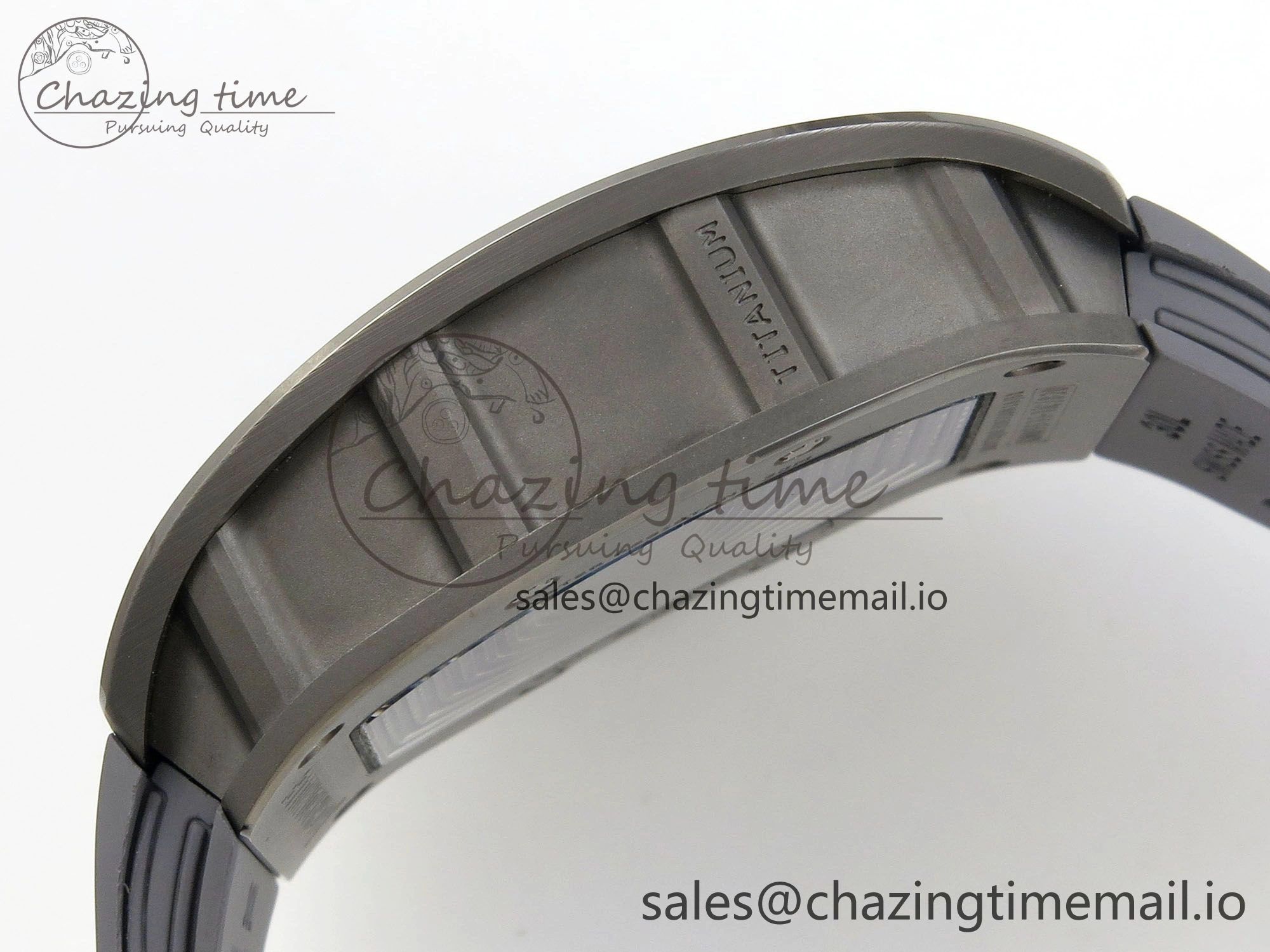 Custom RM055 Black Ceramic ZGF Best Edition Gray Inner Bezel on Gray Rubber Strap Vaucher Manufacture Fleurier Movement (Free Sprung) Seasonal 10799