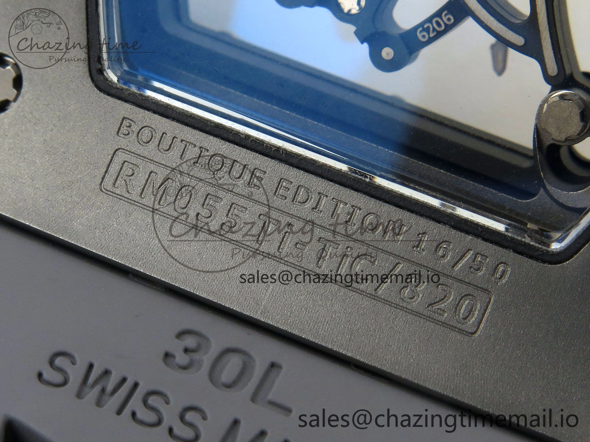 Custom RM055 Black Ceramic ZGF Best Edition Gray Inner Bezel on Gray Rubber Strap Vaucher Manufacture Fleurier Movement (Free Sprung) Seasonal 10799