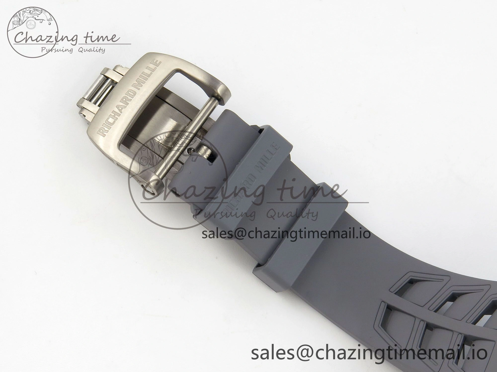 Custom RM055 Black Ceramic ZGF Best Edition Gray Inner Bezel on Gray Rubber Strap Vaucher Manufacture Fleurier Movement (Free Sprung) Seasonal 10799