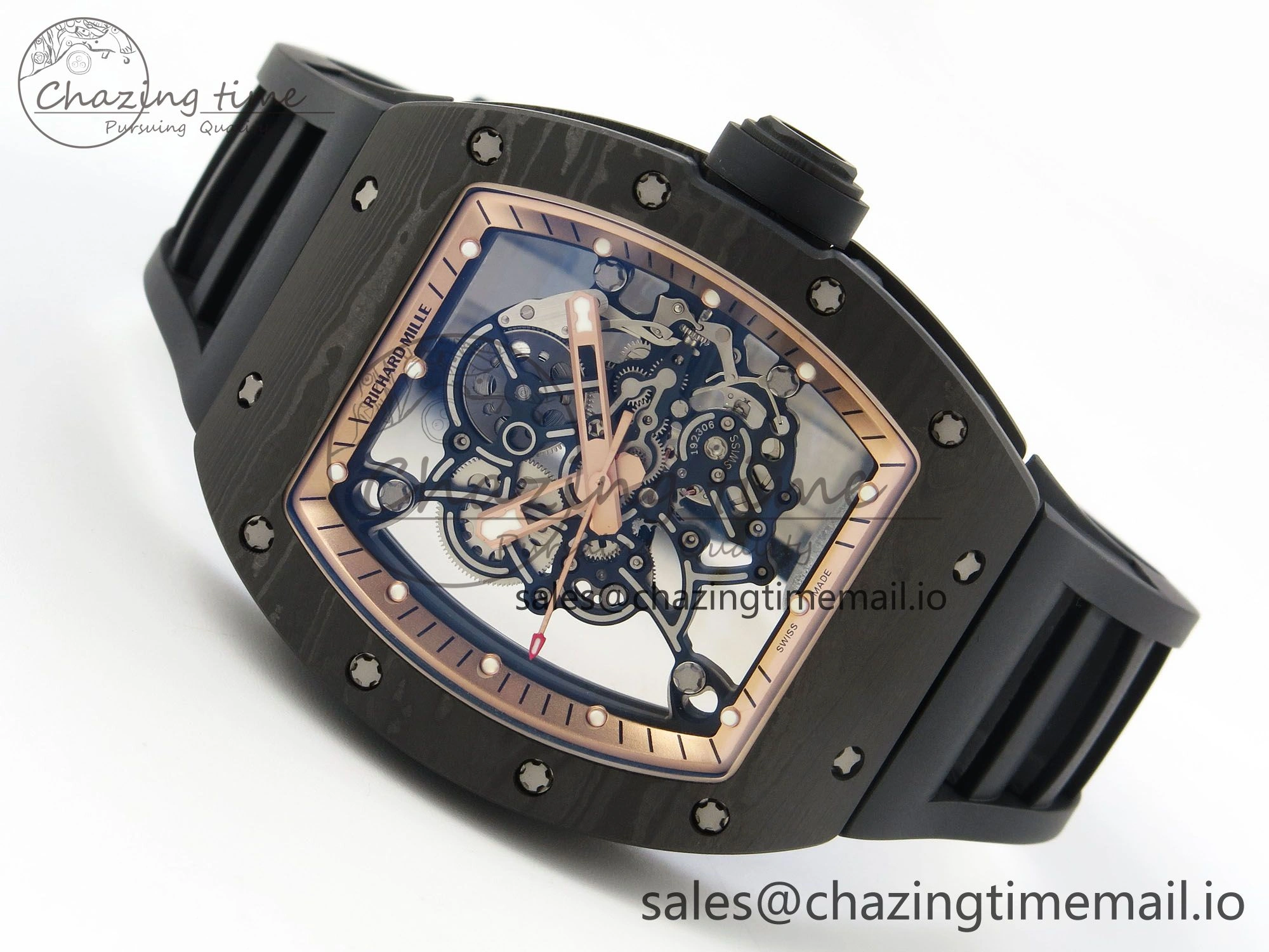 Lightweight Custom RM055 Black Ceramic ZGF Best Edition RG Inner Bezel on Black Rubber Strap Vaucher Manufacture Fleurier Movement (Free Sprung) 10801