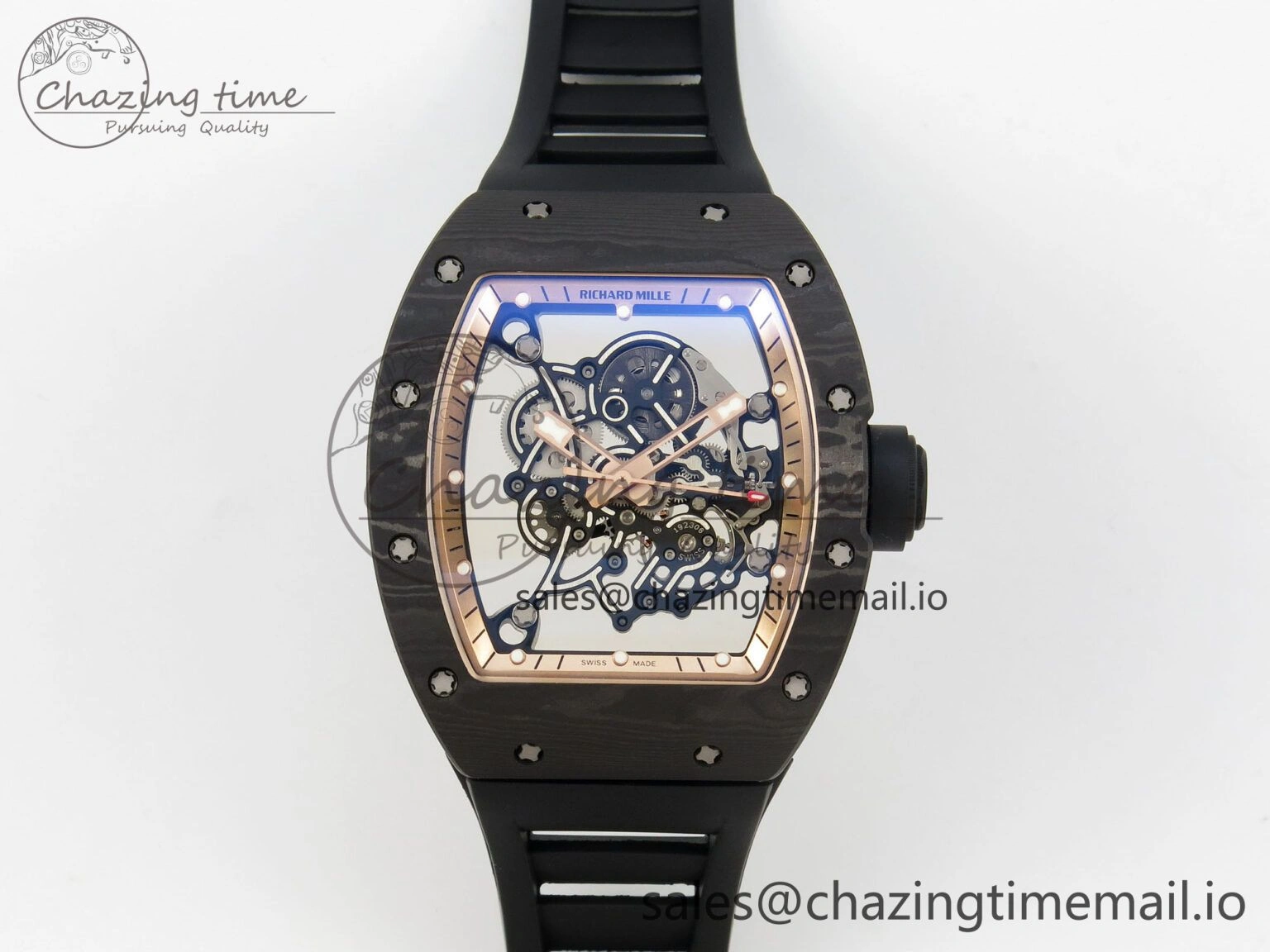 Lightweight Custom RM055 Black Ceramic ZGF Best Edition RG Inner Bezel on Black Rubber Strap Vaucher Manufacture Fleurier Movement (Free Sprung) 10801