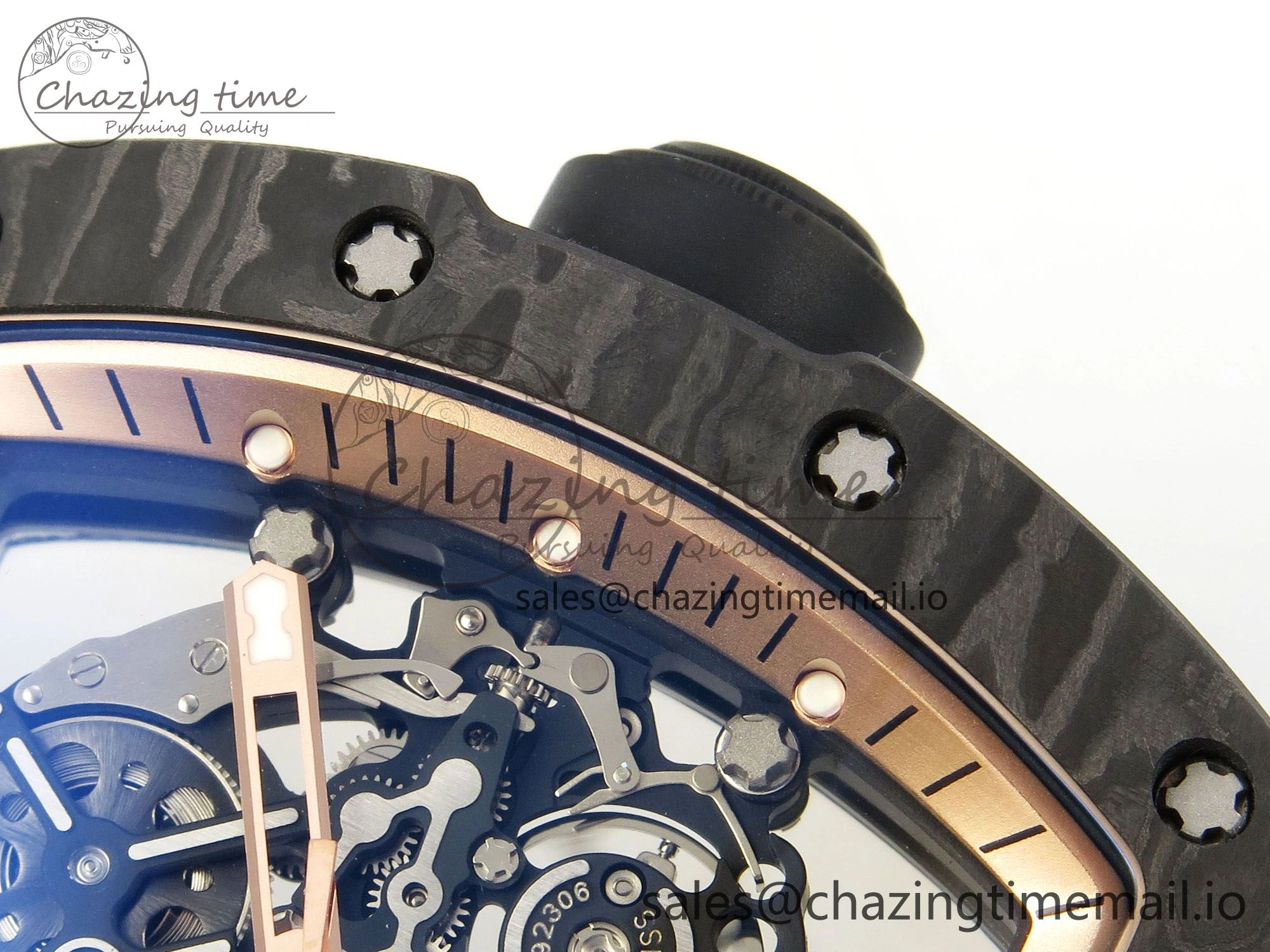 Lightweight Custom RM055 Black Ceramic ZGF Best Edition RG Inner Bezel on Black Rubber Strap Vaucher Manufacture Fleurier Movement (Free Sprung) 10801