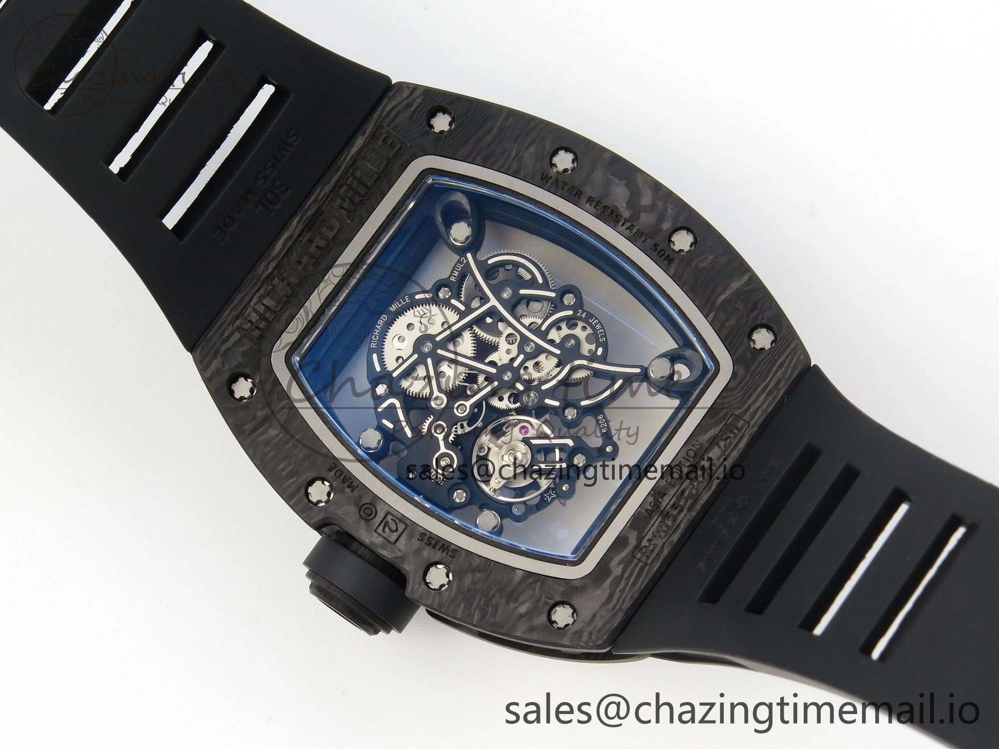 Lightweight Custom RM055 Black Ceramic ZGF Best Edition RG Inner Bezel on Black Rubber Strap Vaucher Manufacture Fleurier Movement (Free Sprung) 10801