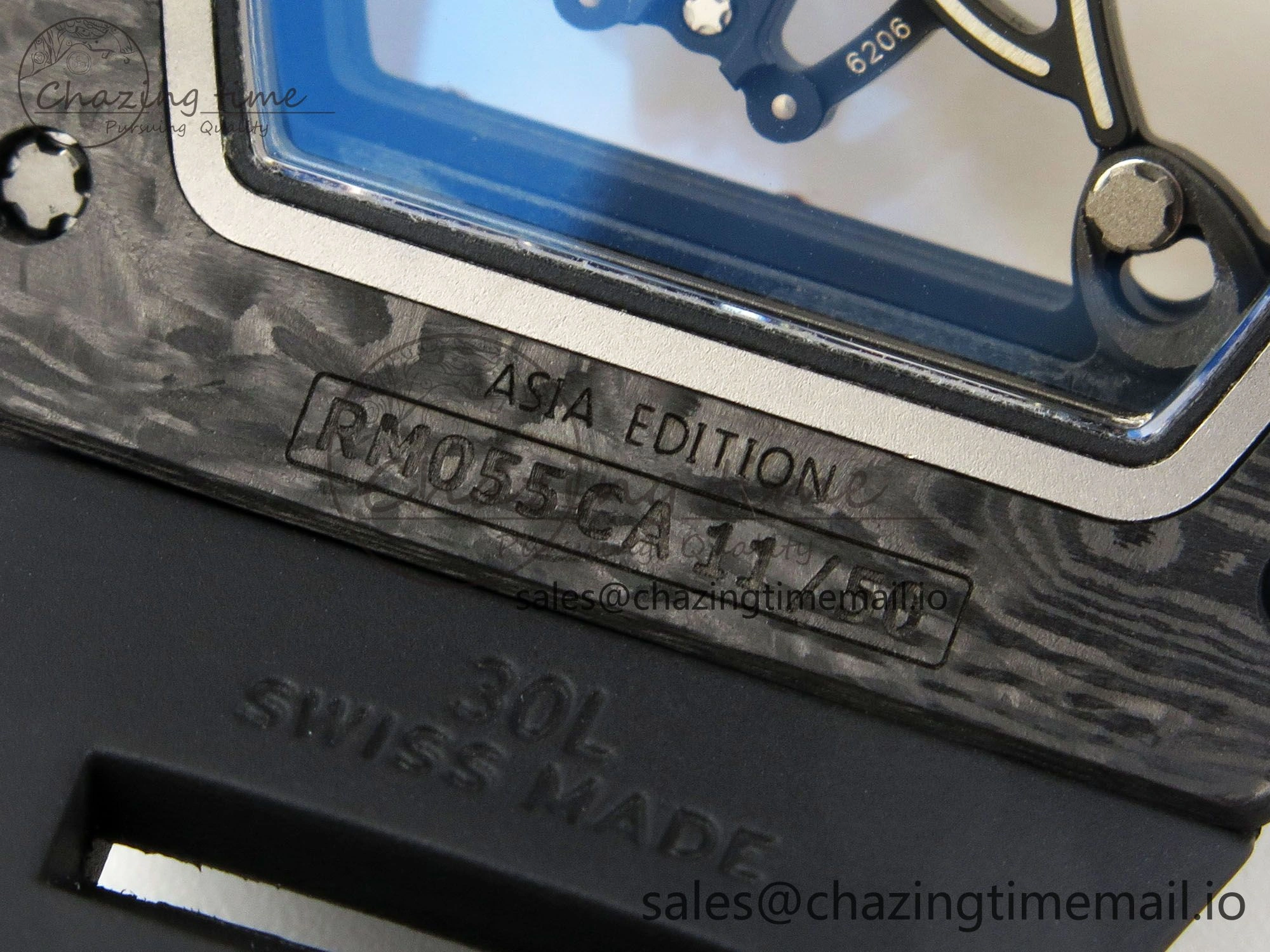 Lightweight Custom RM055 Black Ceramic ZGF Best Edition RG Inner Bezel on Black Rubber Strap Vaucher Manufacture Fleurier Movement (Free Sprung) 10801