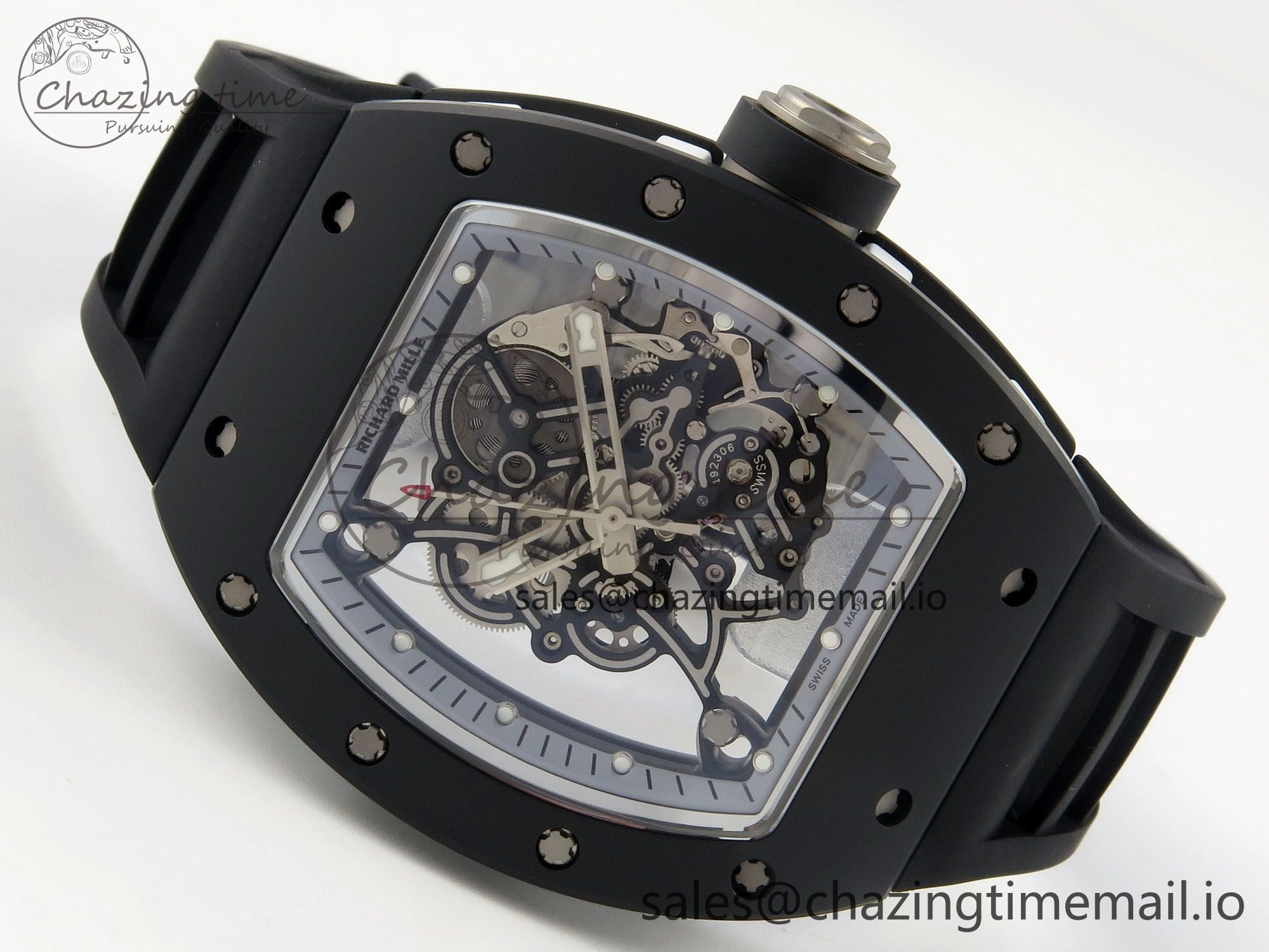 ZipUp Custom RM055 Black Ceramic ZGF Best Edition Silver Inner Bezel on Black Rubber Strap Vaucher Manufacture Fleurier Movement (Free Sprung) 9135
