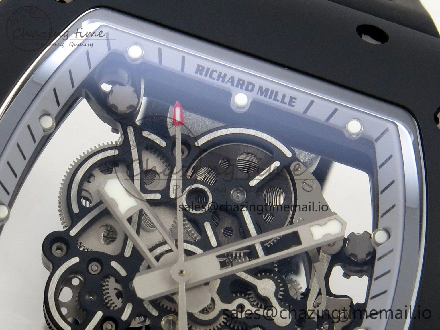 ZipUp Custom RM055 Black Ceramic ZGF Best Edition Silver Inner Bezel on Black Rubber Strap Vaucher Manufacture Fleurier Movement (Free Sprung) 9135