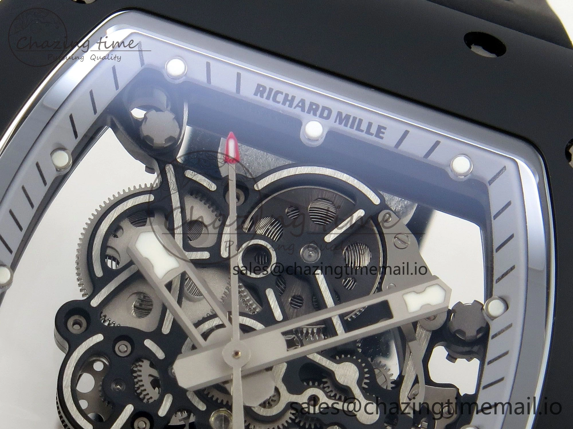 ZipUp Custom RM055 Black Ceramic ZGF Best Edition Silver Inner Bezel on Black Rubber Strap Vaucher Manufacture Fleurier Movement (Free Sprung) 9135