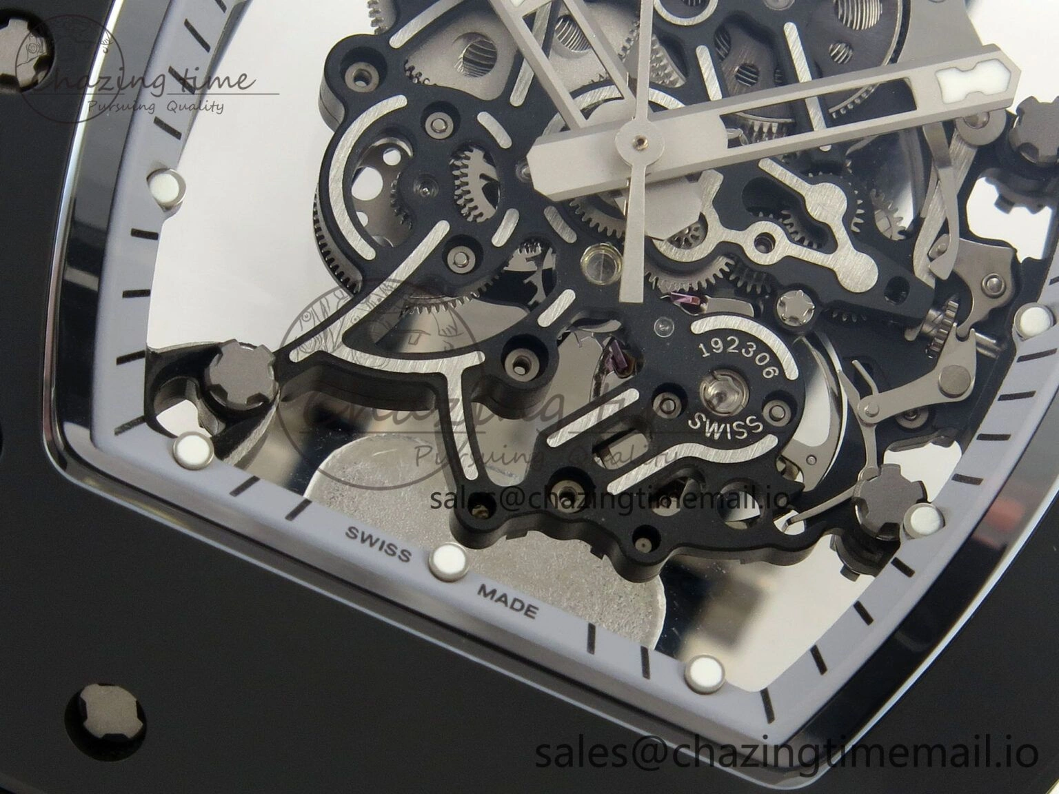 ZipUp Custom RM055 Black Ceramic ZGF Best Edition Silver Inner Bezel on Black Rubber Strap Vaucher Manufacture Fleurier Movement (Free Sprung) 9135