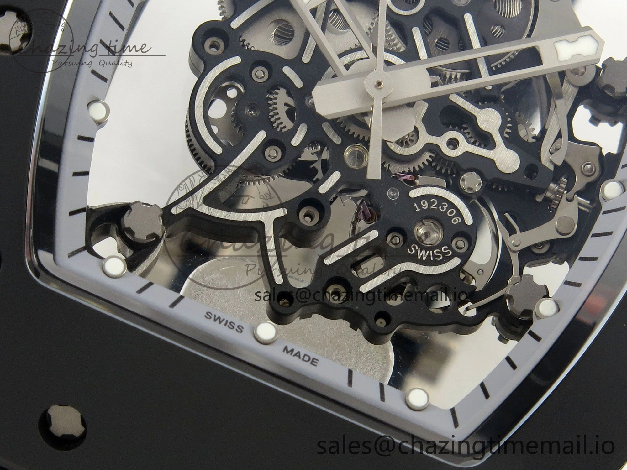 ZipUp Custom RM055 Black Ceramic ZGF Best Edition Silver Inner Bezel on Black Rubber Strap Vaucher Manufacture Fleurier Movement (Free Sprung) 9135