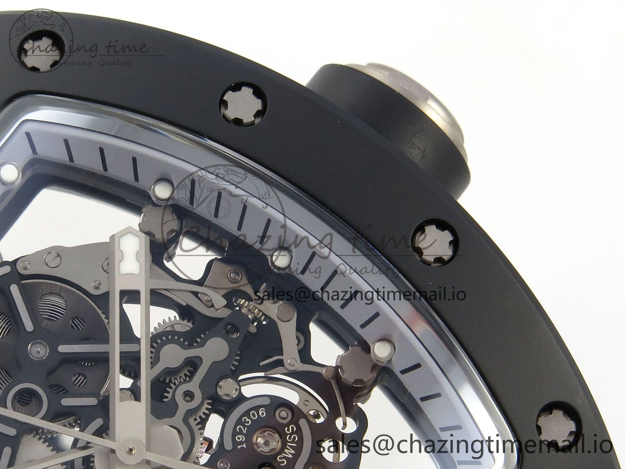 ZipUp Custom RM055 Black Ceramic ZGF Best Edition Silver Inner Bezel on Black Rubber Strap Vaucher Manufacture Fleurier Movement (Free Sprung) 9135