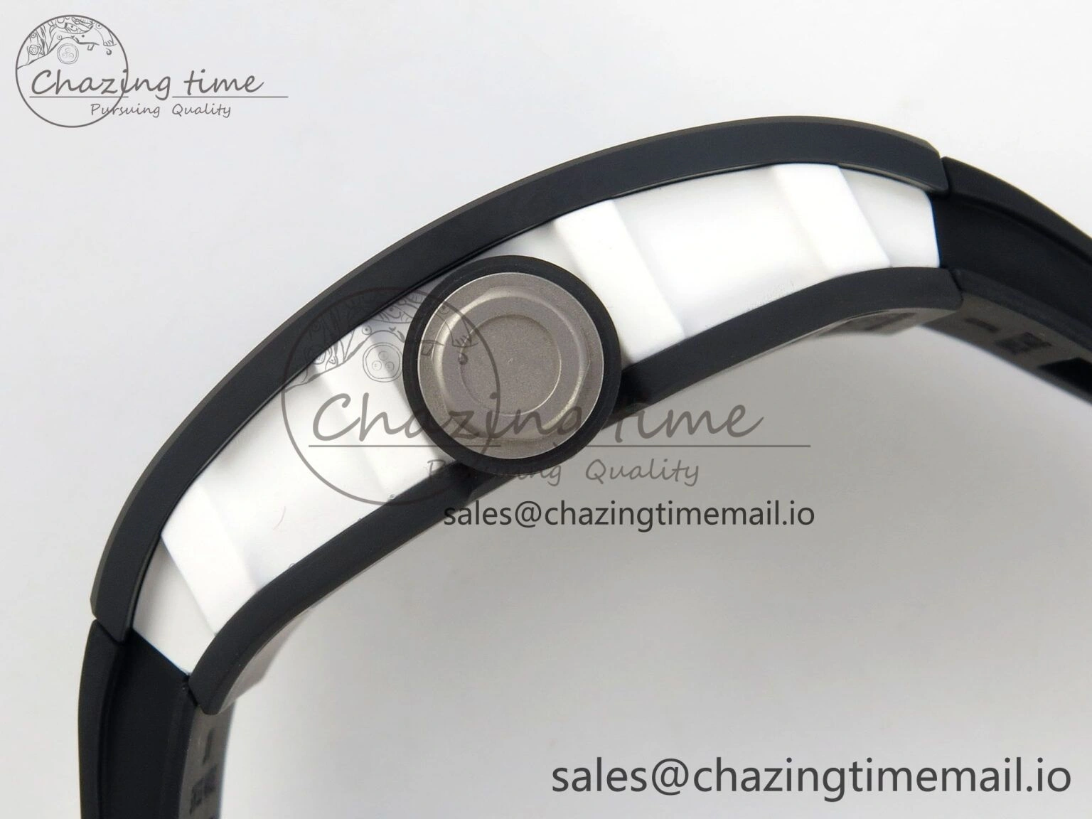 ZipUp Custom RM055 Black Ceramic ZGF Best Edition Silver Inner Bezel on Black Rubber Strap Vaucher Manufacture Fleurier Movement (Free Sprung) 9135