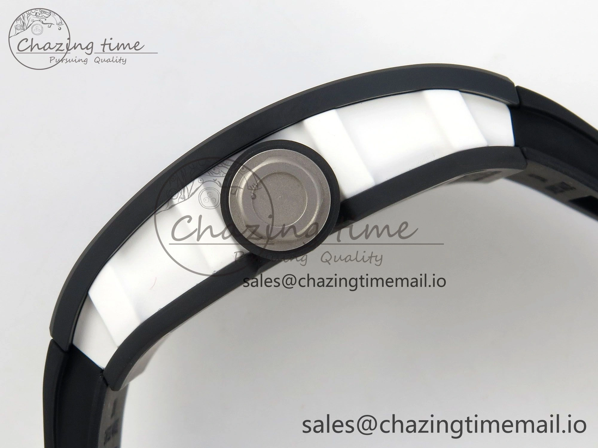 ZipUp Custom RM055 Black Ceramic ZGF Best Edition Silver Inner Bezel on Black Rubber Strap Vaucher Manufacture Fleurier Movement (Free Sprung) 9135